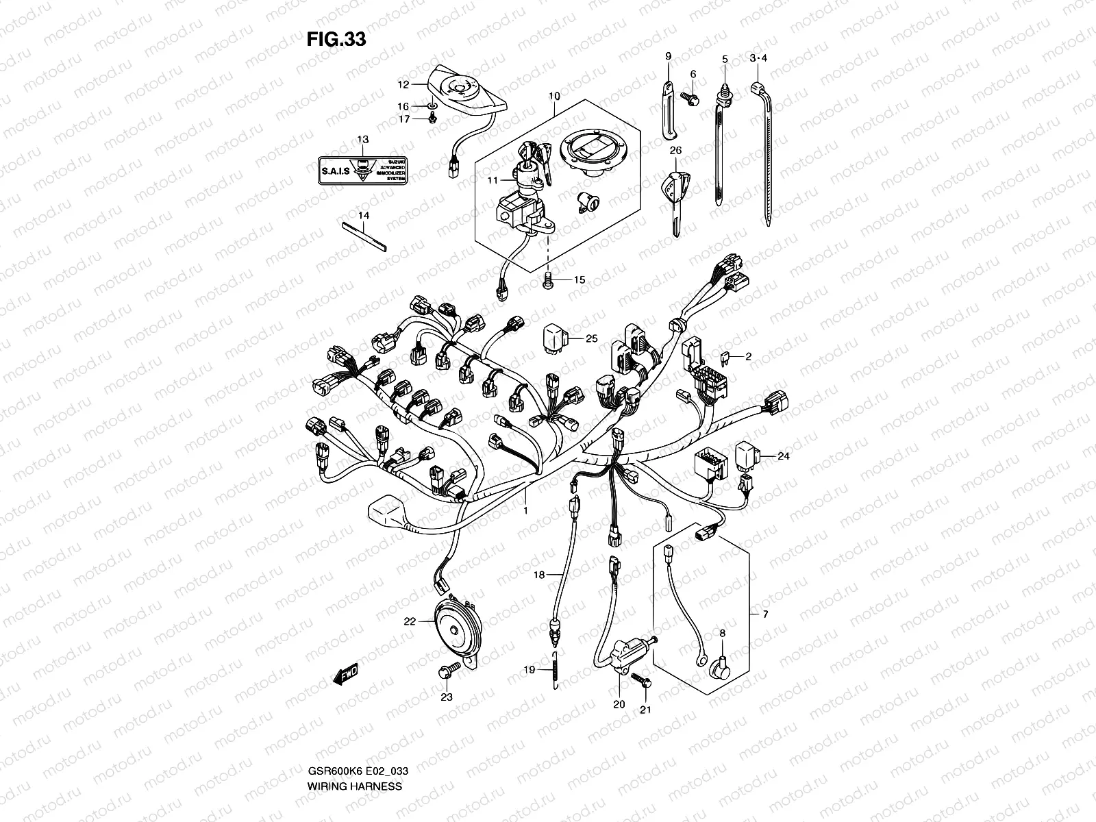 33 - WIRING HARNESS (GSR600K6/K7/K8/K9/L0,GSR600UK6/UK7/UK8/UK9/UL0)