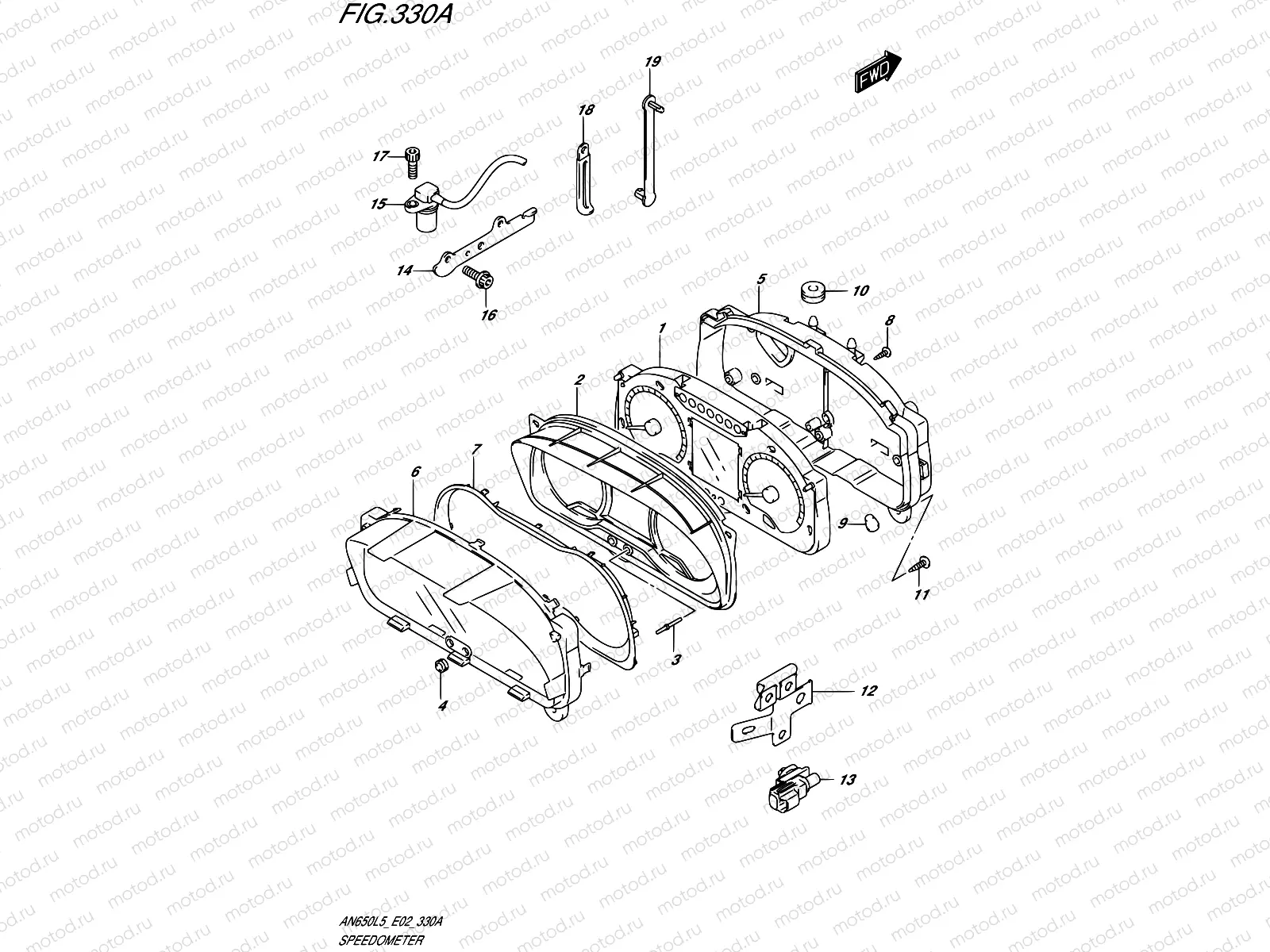 330A - SPEEDOMETER (AN650L5 E19)
