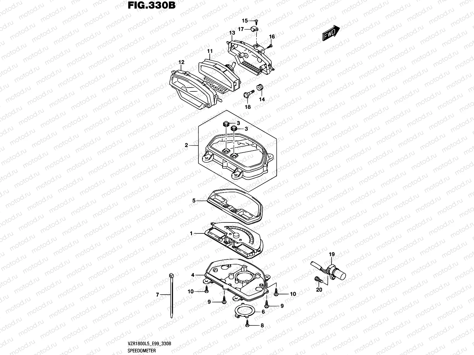 330B - SPEEDOMETER (VZR1800BZL5 E99)