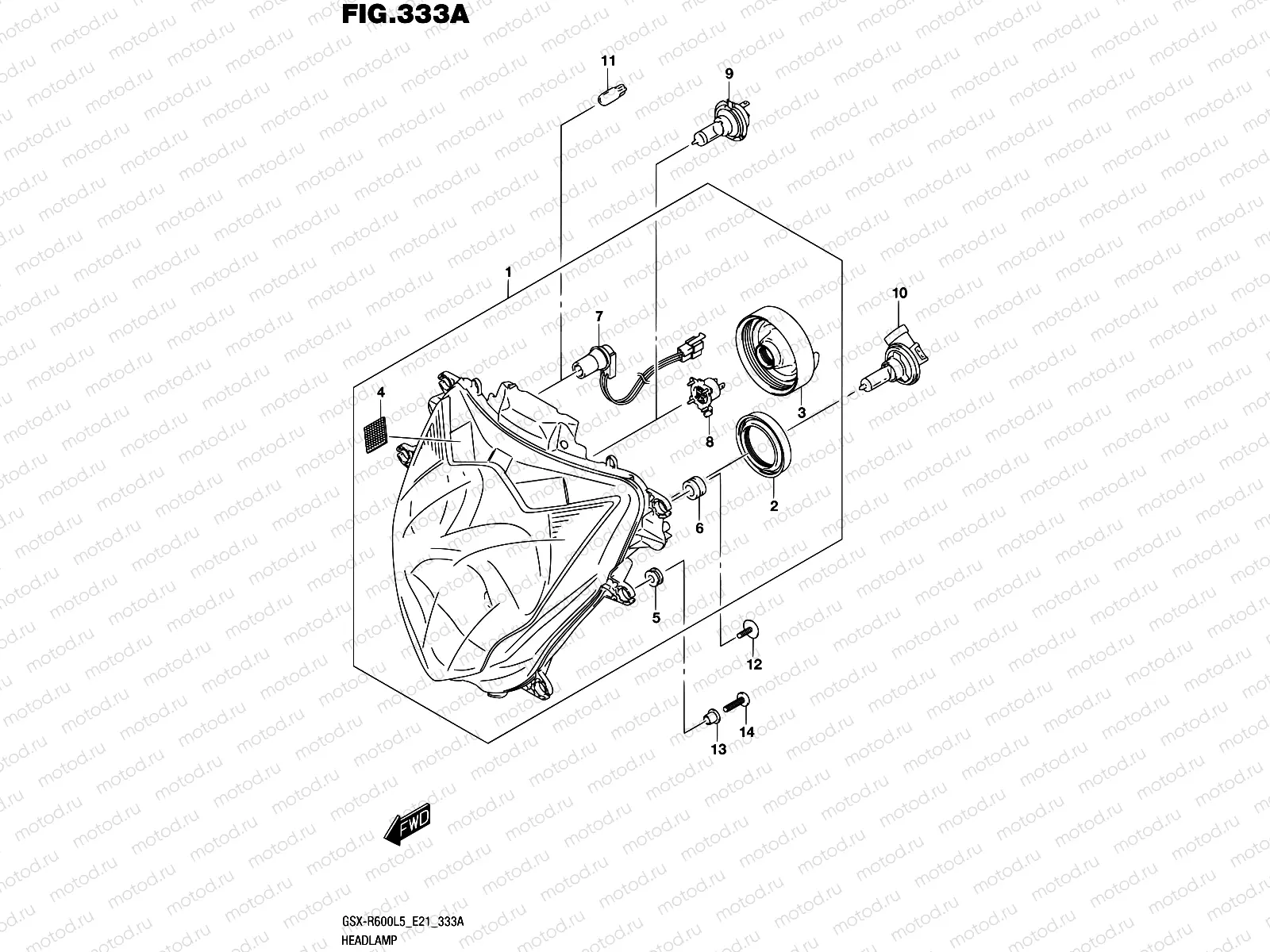 333A - HEADLAMP (GSX-R600L5 E21)