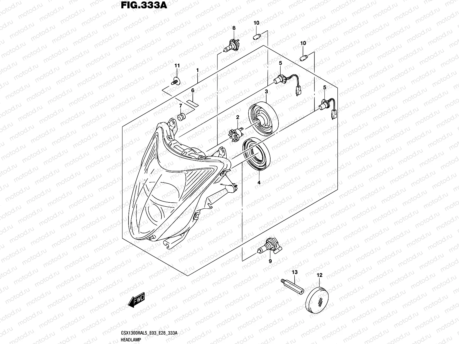 333A - HEADLAMP (GSX1300RAL5 E03)