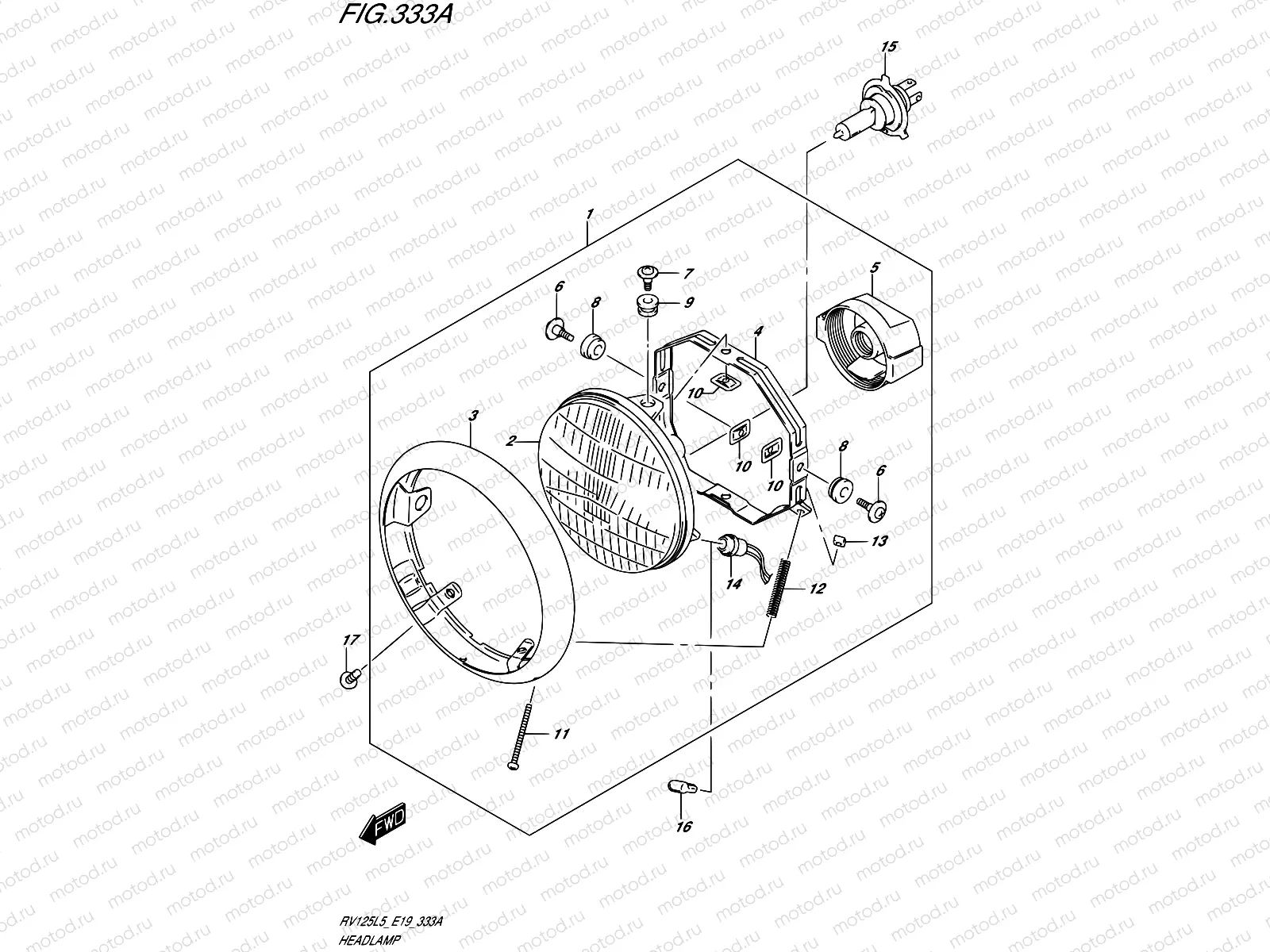 333A - HEADLAMP (RV125L5 E02)