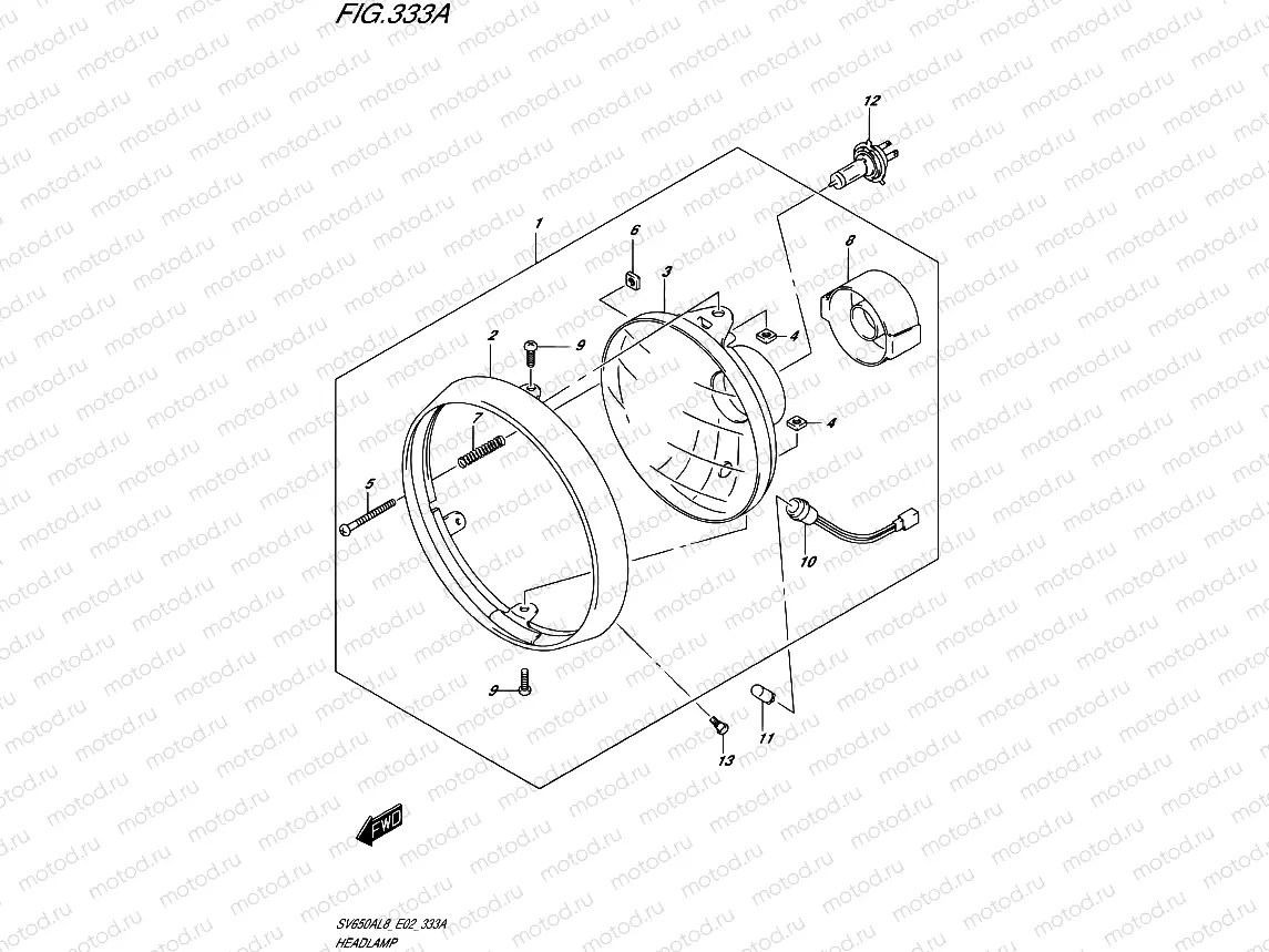333A - HEADLAMP (SV650AL8 E02)
