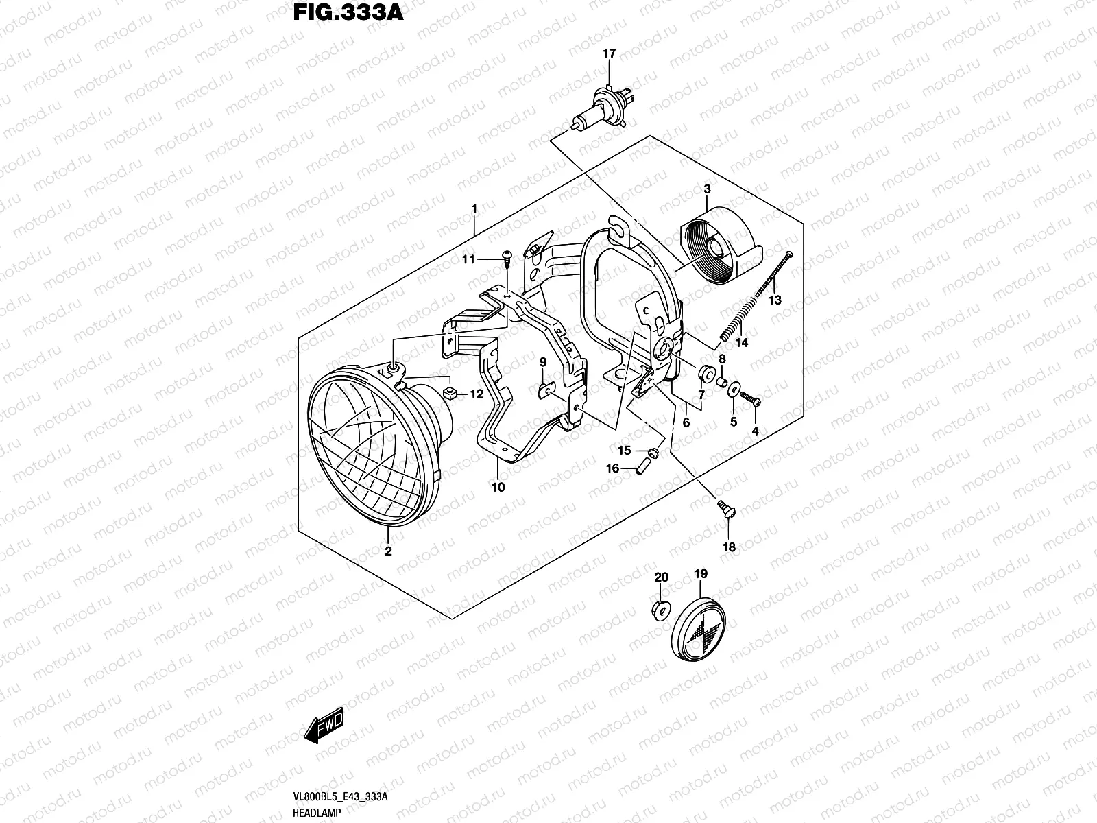 333A - HEADLAMP (VL800TL5 E43)