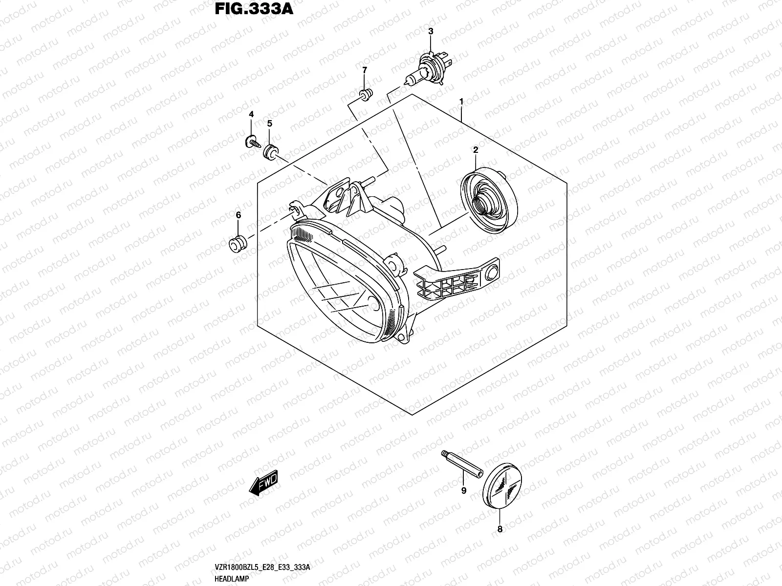 333A - HEADLAMP (VZR1800BZL5 E28)