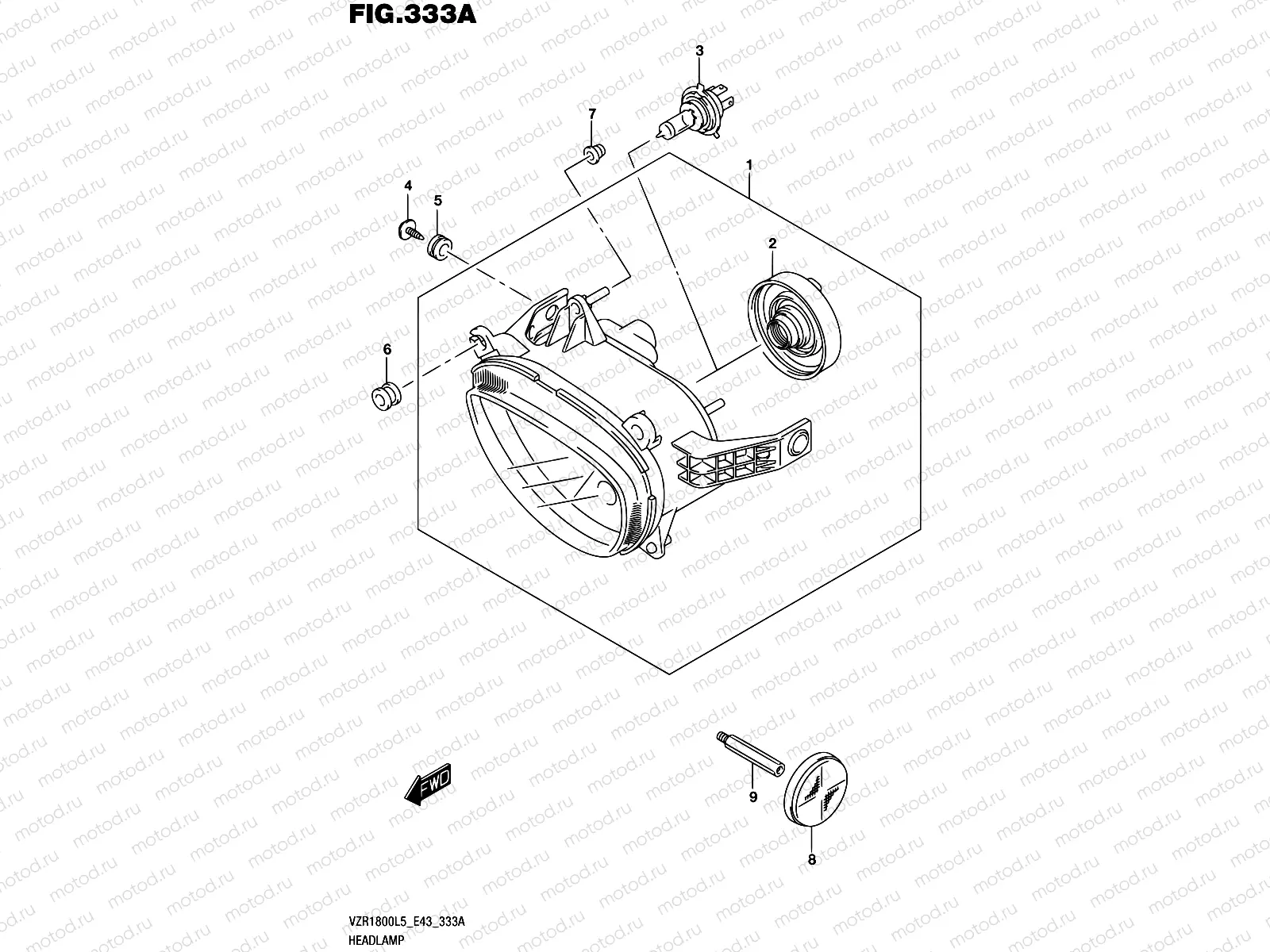 333A - HEADLAMP (VZR1800L5 E43)
