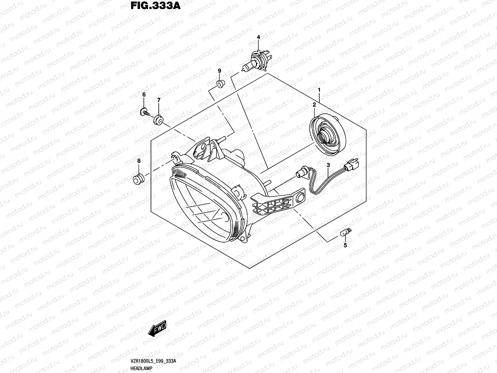 333A - HEADLAMP (VZR1800L5 E99)