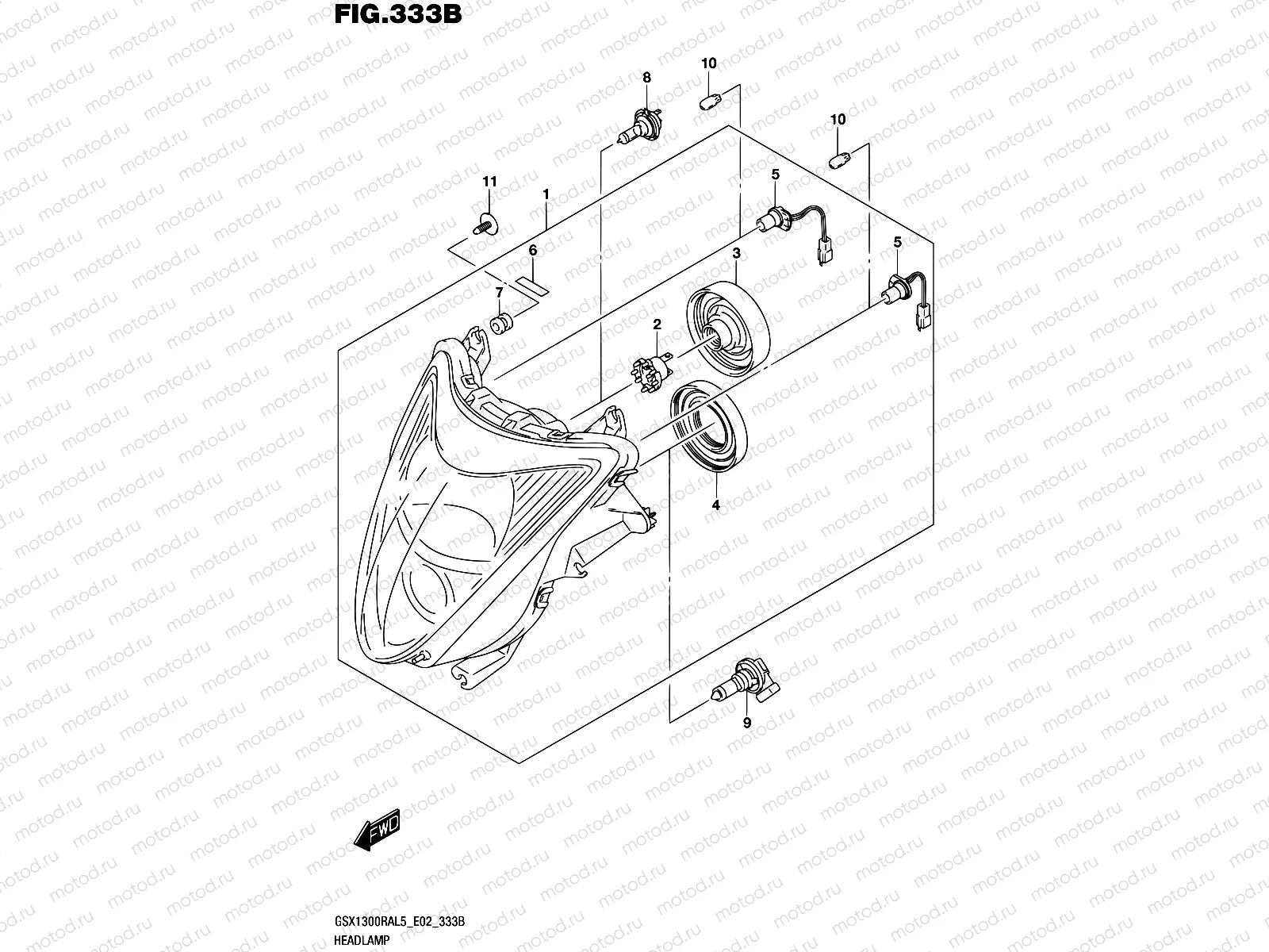 333B - HEADLAMP (GSX1300RAL5 E19)