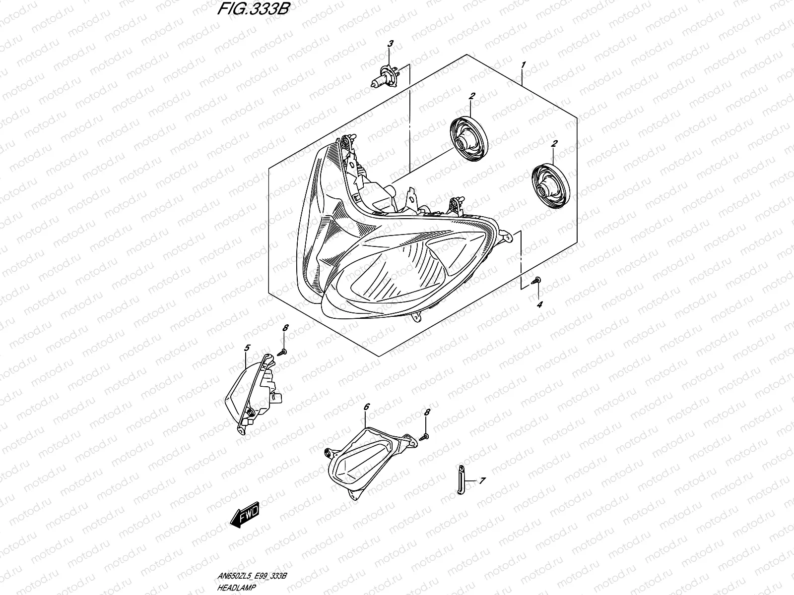333B - HEADLAMP (N/REFLECTOR)