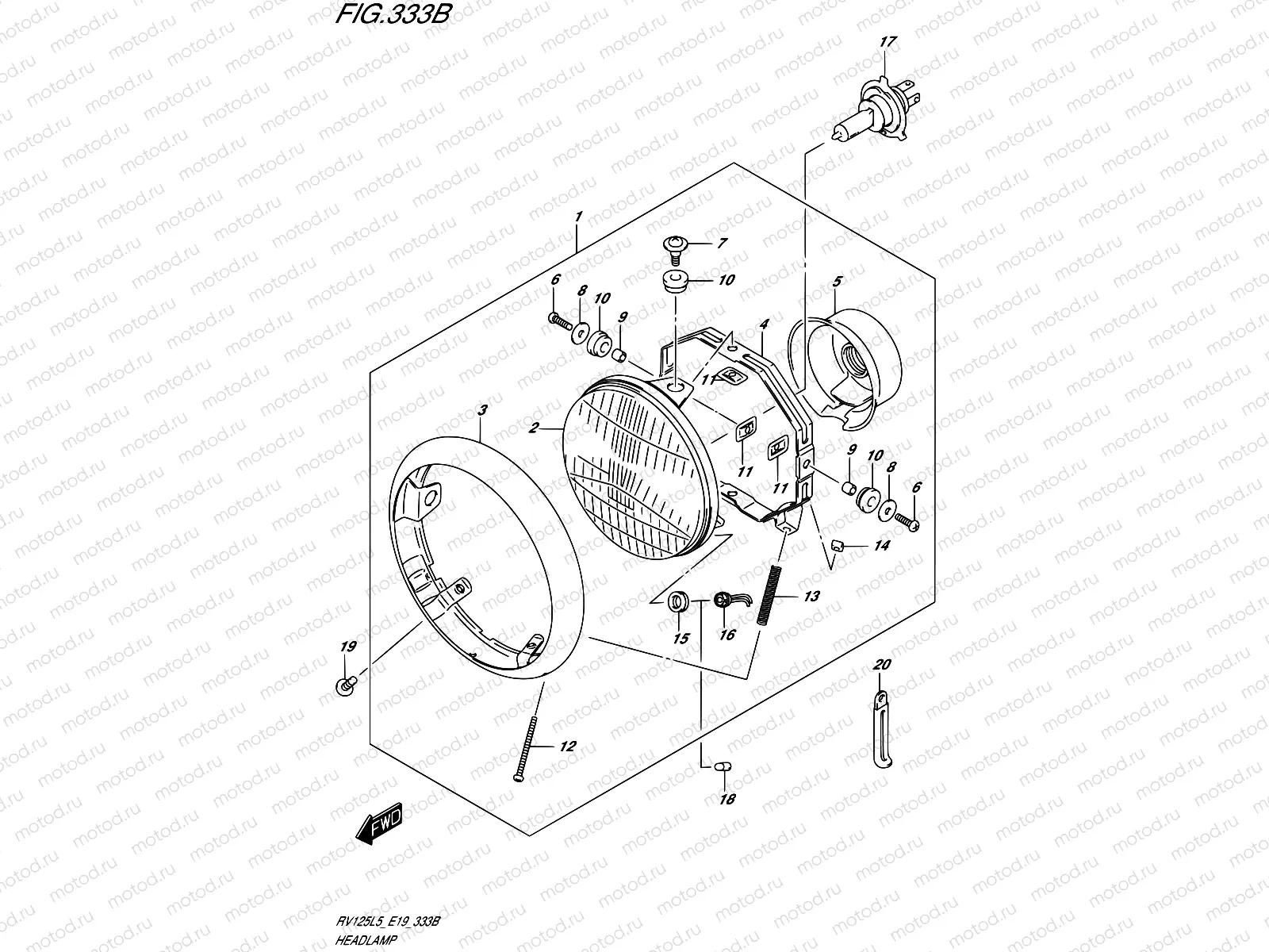 333B - HEADLAMP (RV125L5 E19)