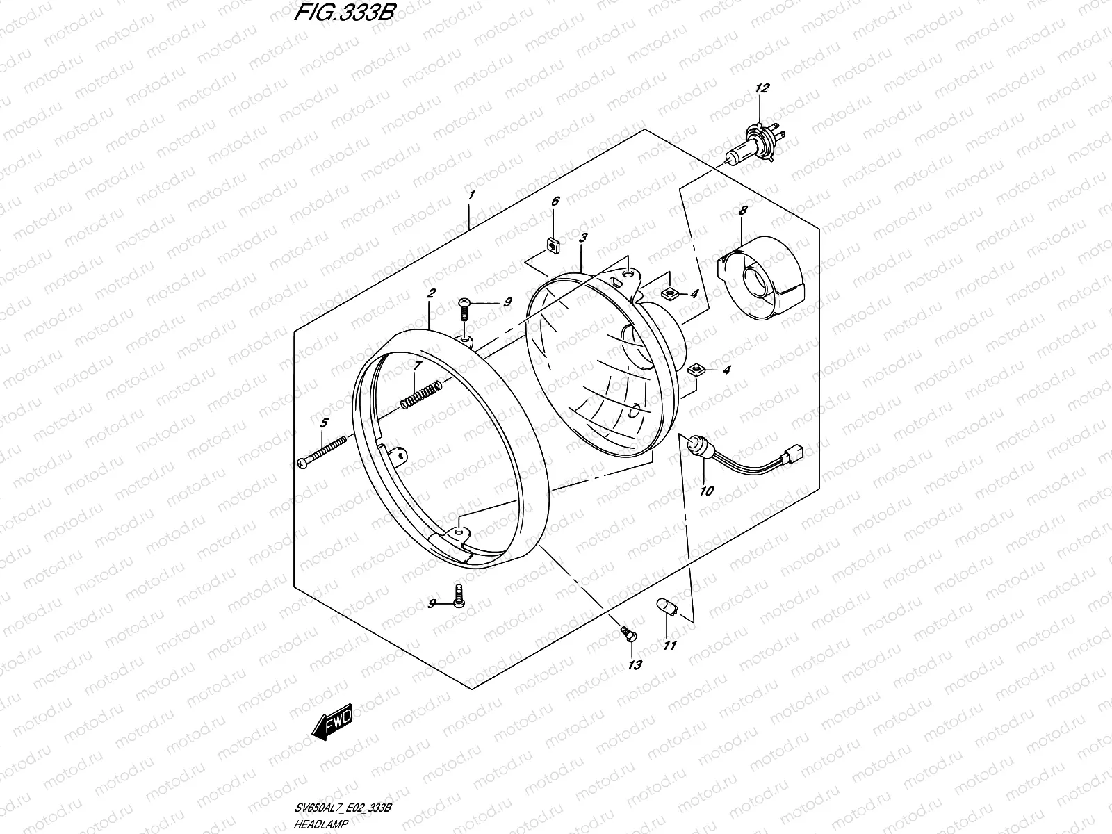 333B - HEADLAMP (SV650AL7 E19)