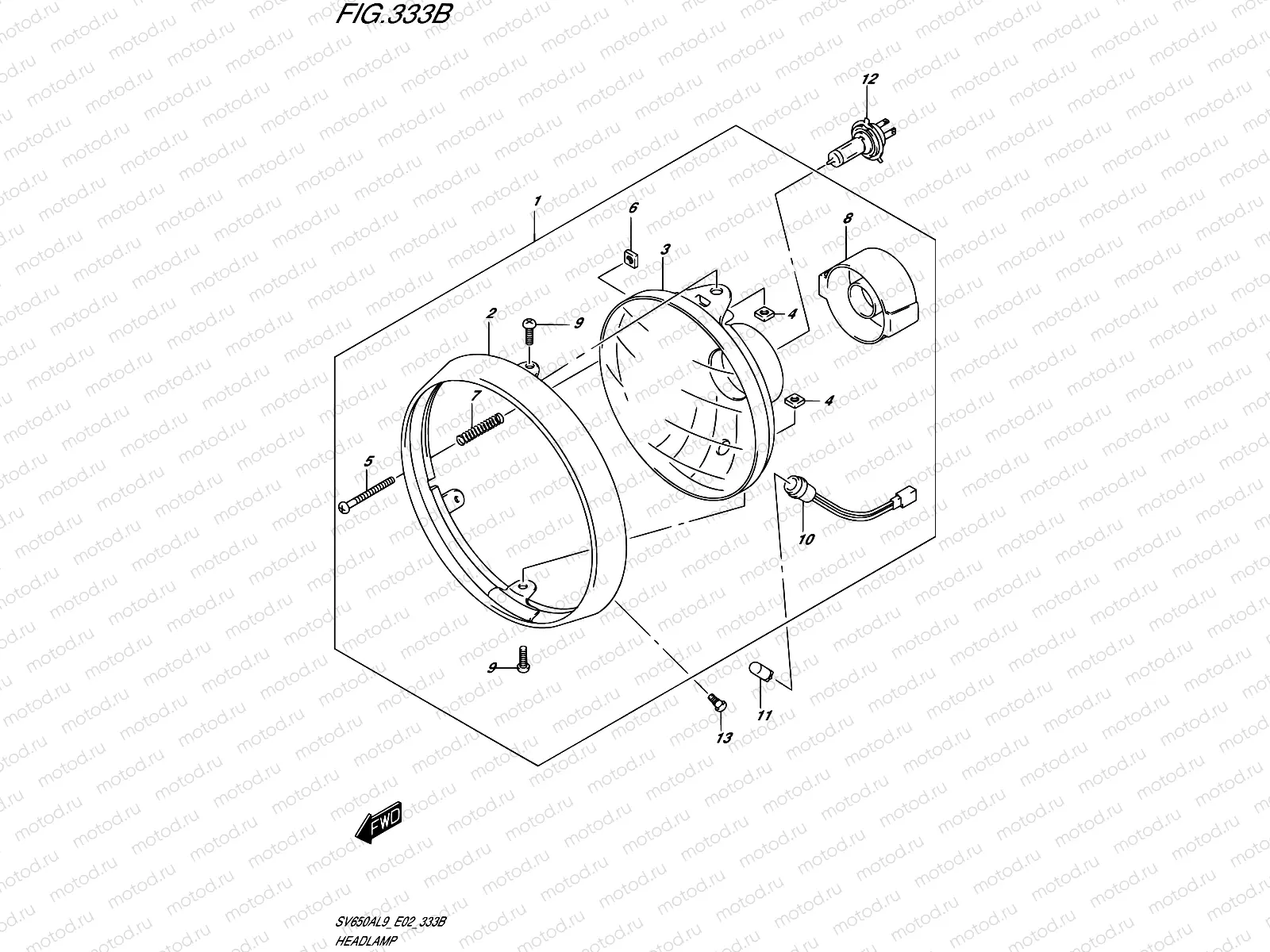 333B - HEADLAMP (SV650AL9 E19)