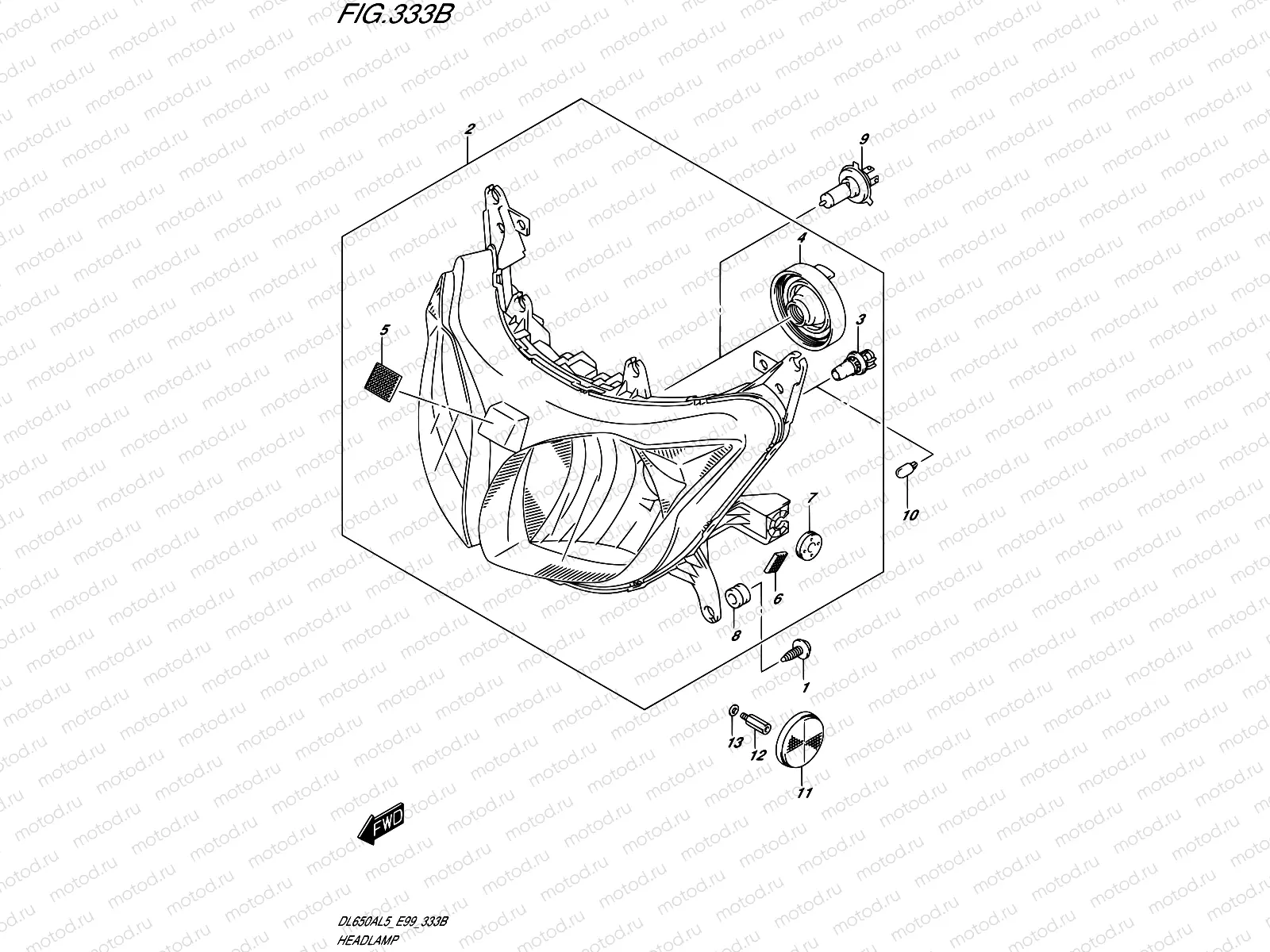333B - HEADLAMP (WITH REFLECTOR)