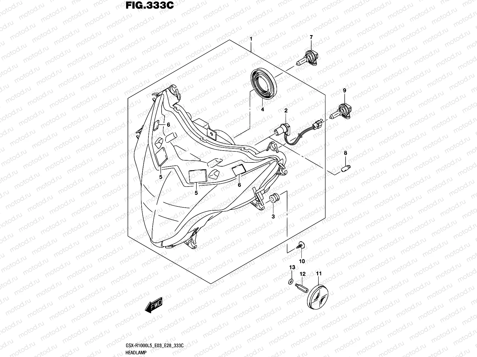 333C - HEADLAMP (GSX-R1000L5 E33)
