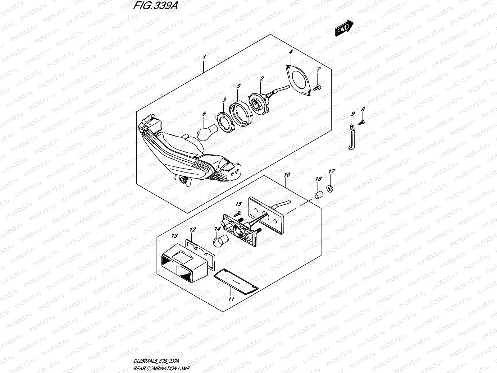 339A - REAR COMBINATION LAMP (N/REFLECTOR)