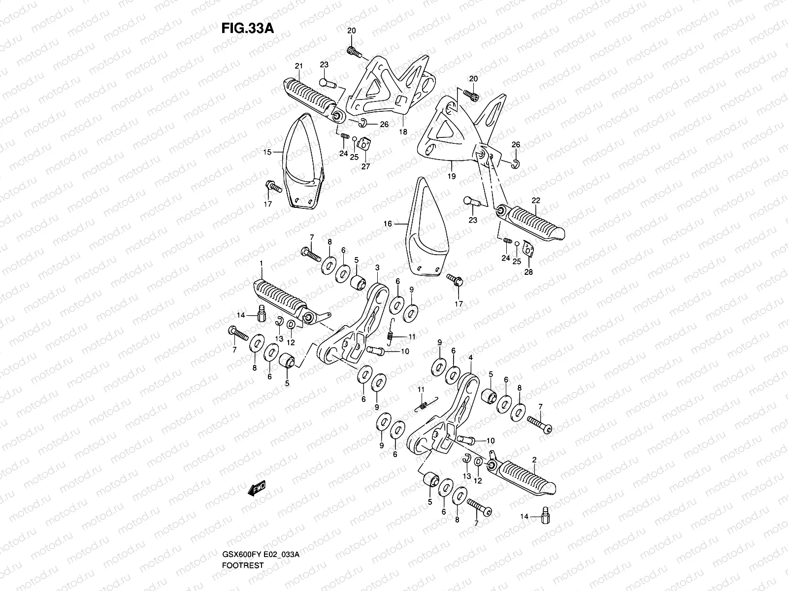 33A - FOOTREST (MODEL K1/K2/K3)