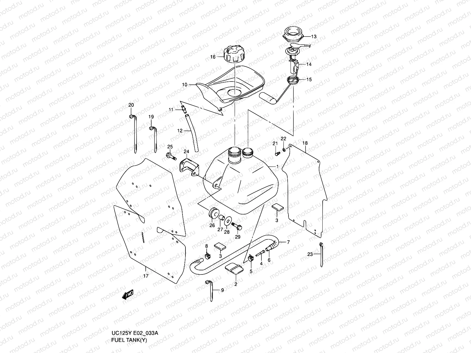33A - FUEL TANK (MODEL Y/K1)