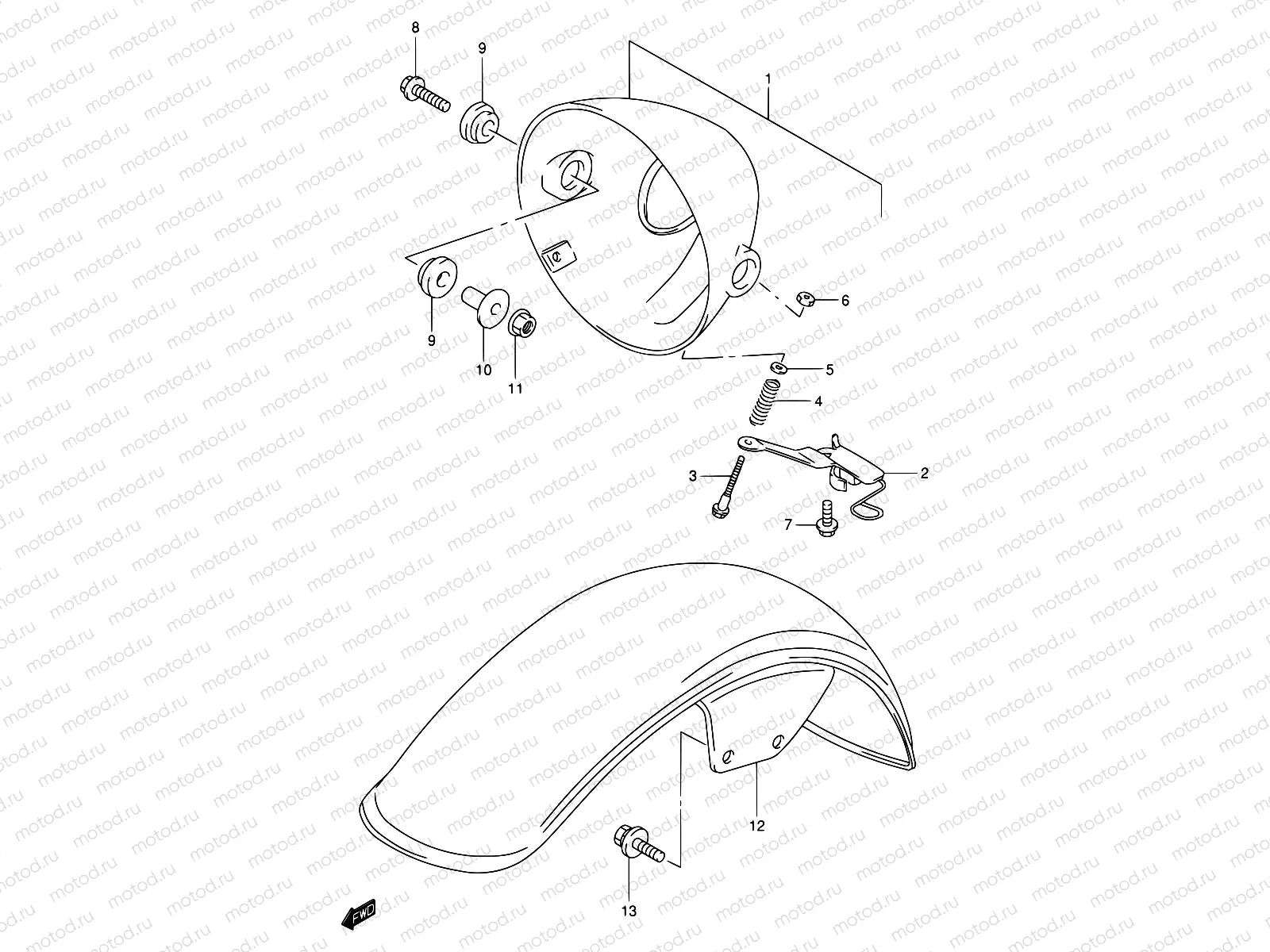 33A - HEADLAMP HOUSING (MODEL K1)