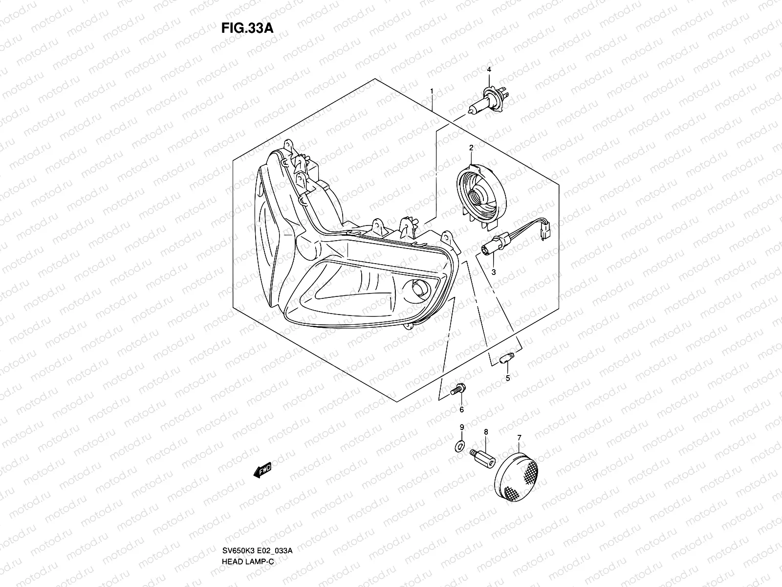 33A - HEADLAMP (SV650SK3/SK4/SK5/SK6/SK7/SAK7 E24)