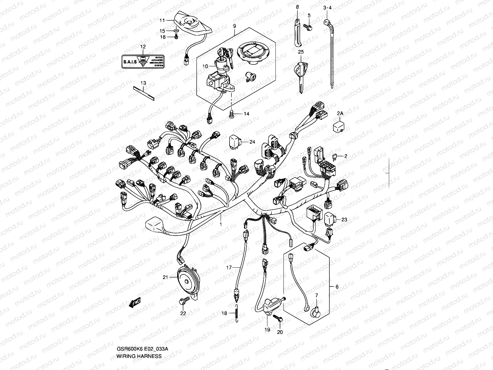 33A - WIRING HARNESS (GSR600AK7/AK8/AK9/AL0/UAK7/UAK8/UAK9/UAL0)