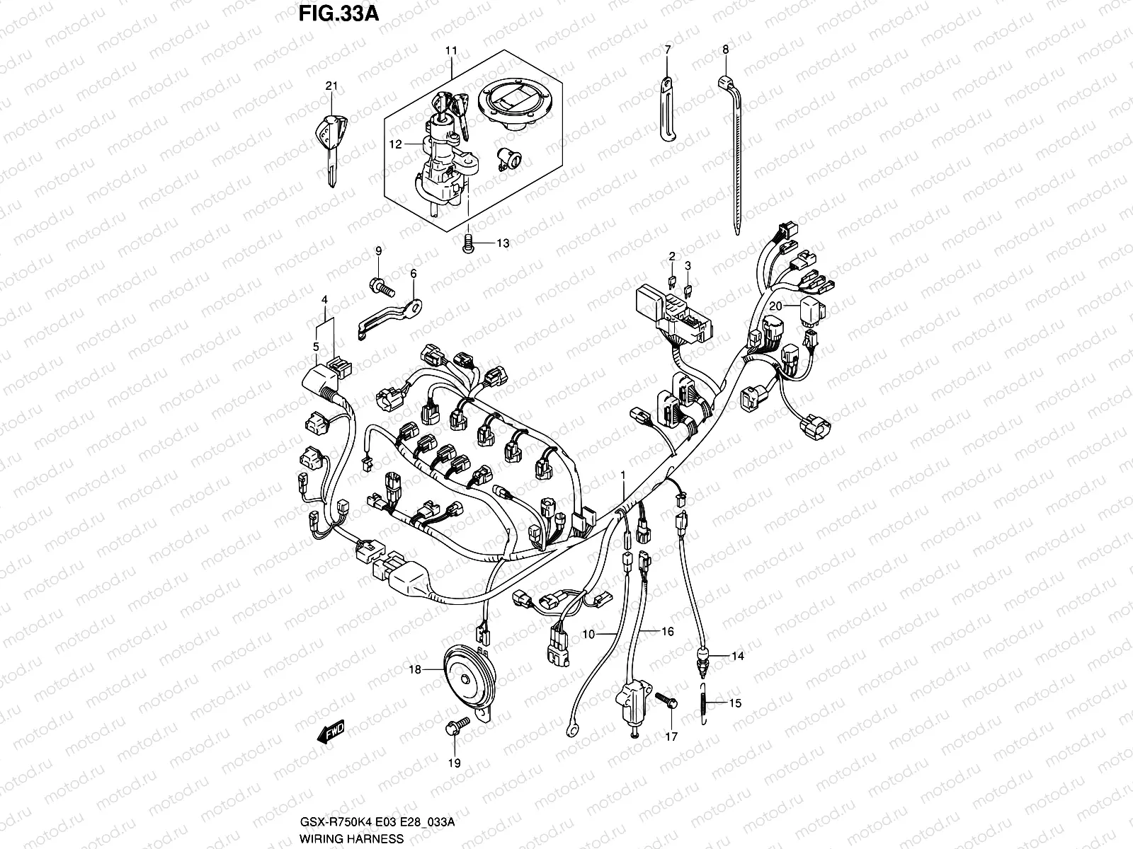 33A - WIRING HARNESS (GSX-R750XK5)