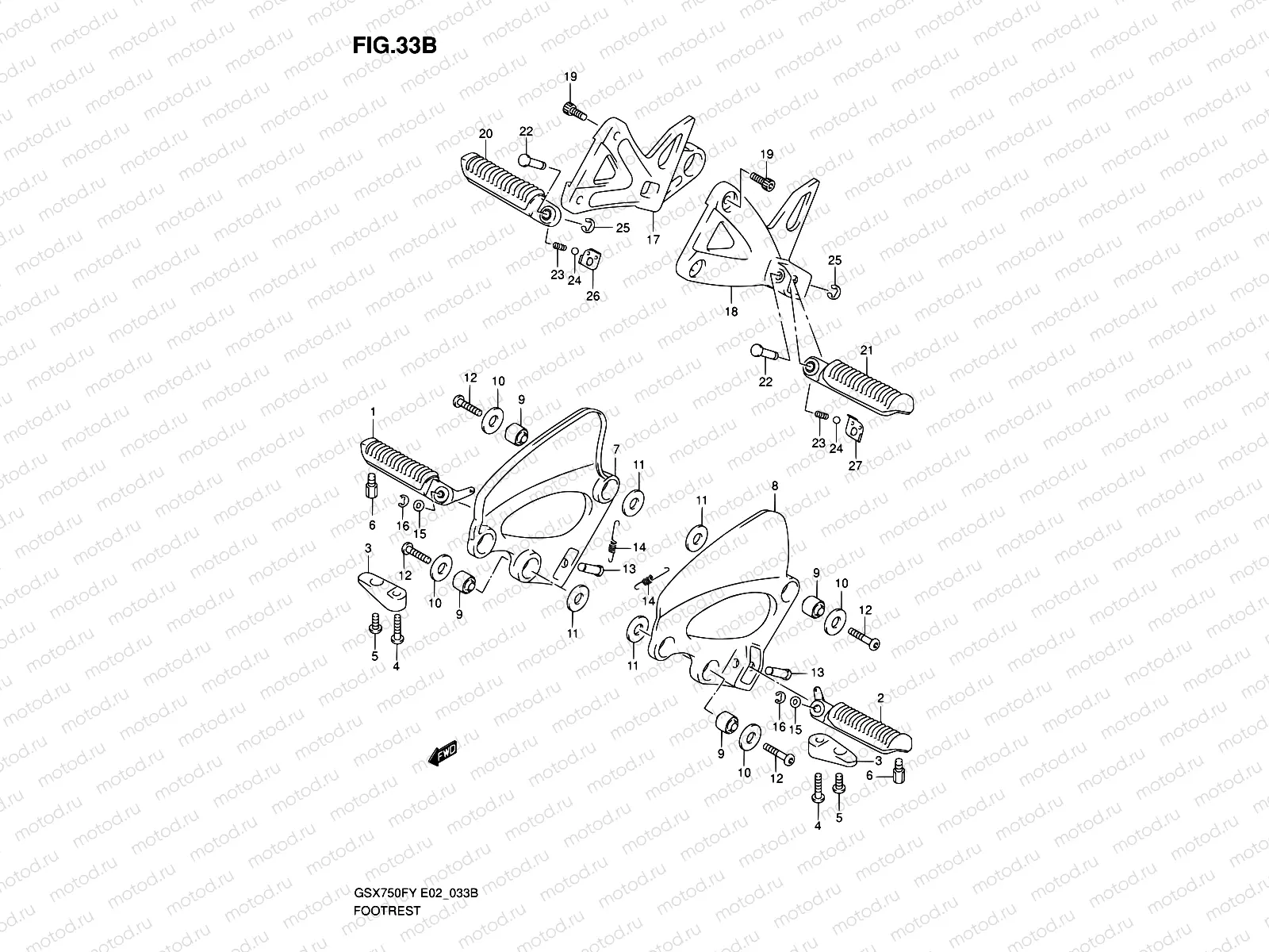 33B - FOOTREST (MODEL K1/K2/K3)