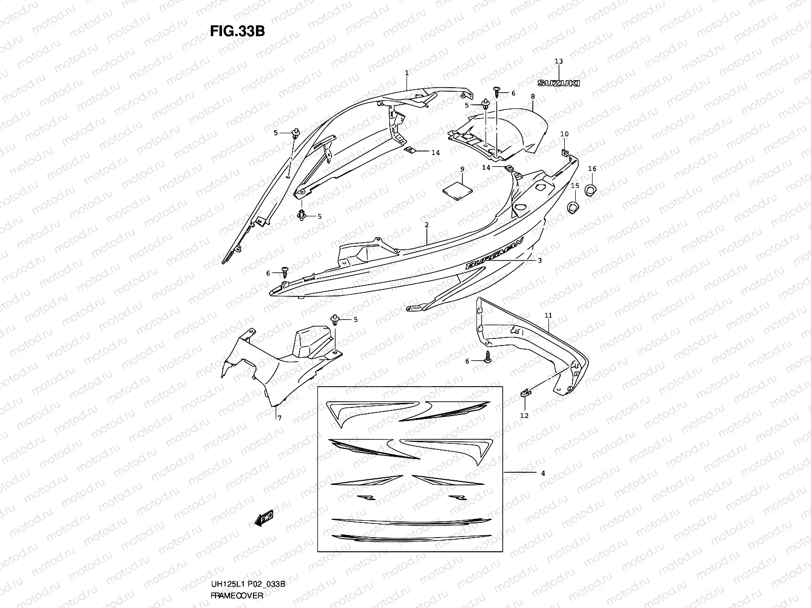 33B - FRAME COVER (MODEL RACING P19)