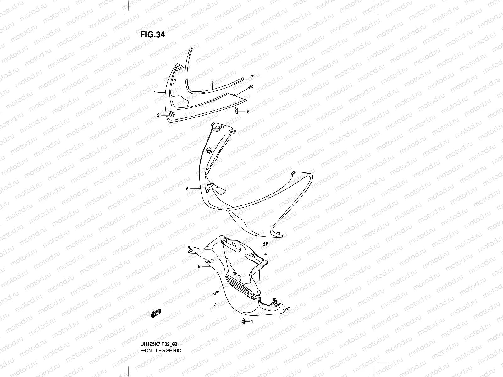 34 - FRONT LEG SHIELD (MODEL K7)