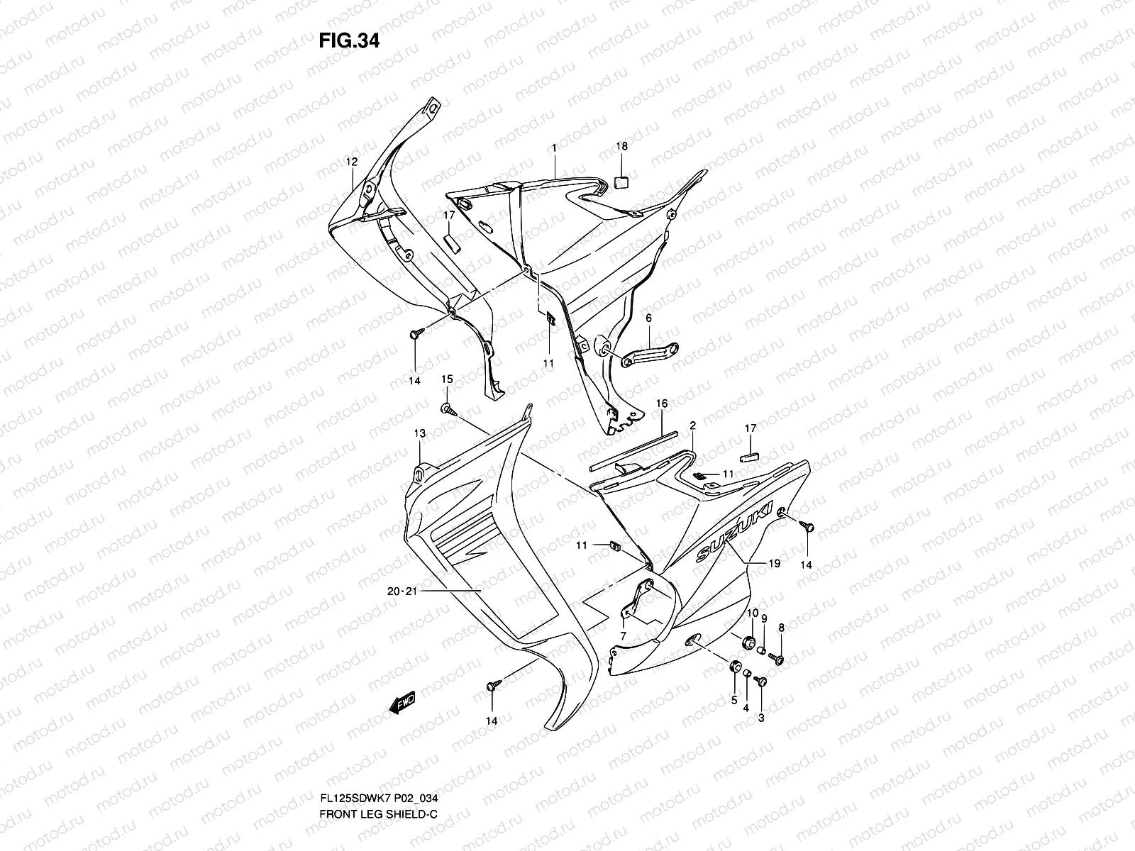 34 - FRONT LEG SHIELD (MODEL K7/K8)