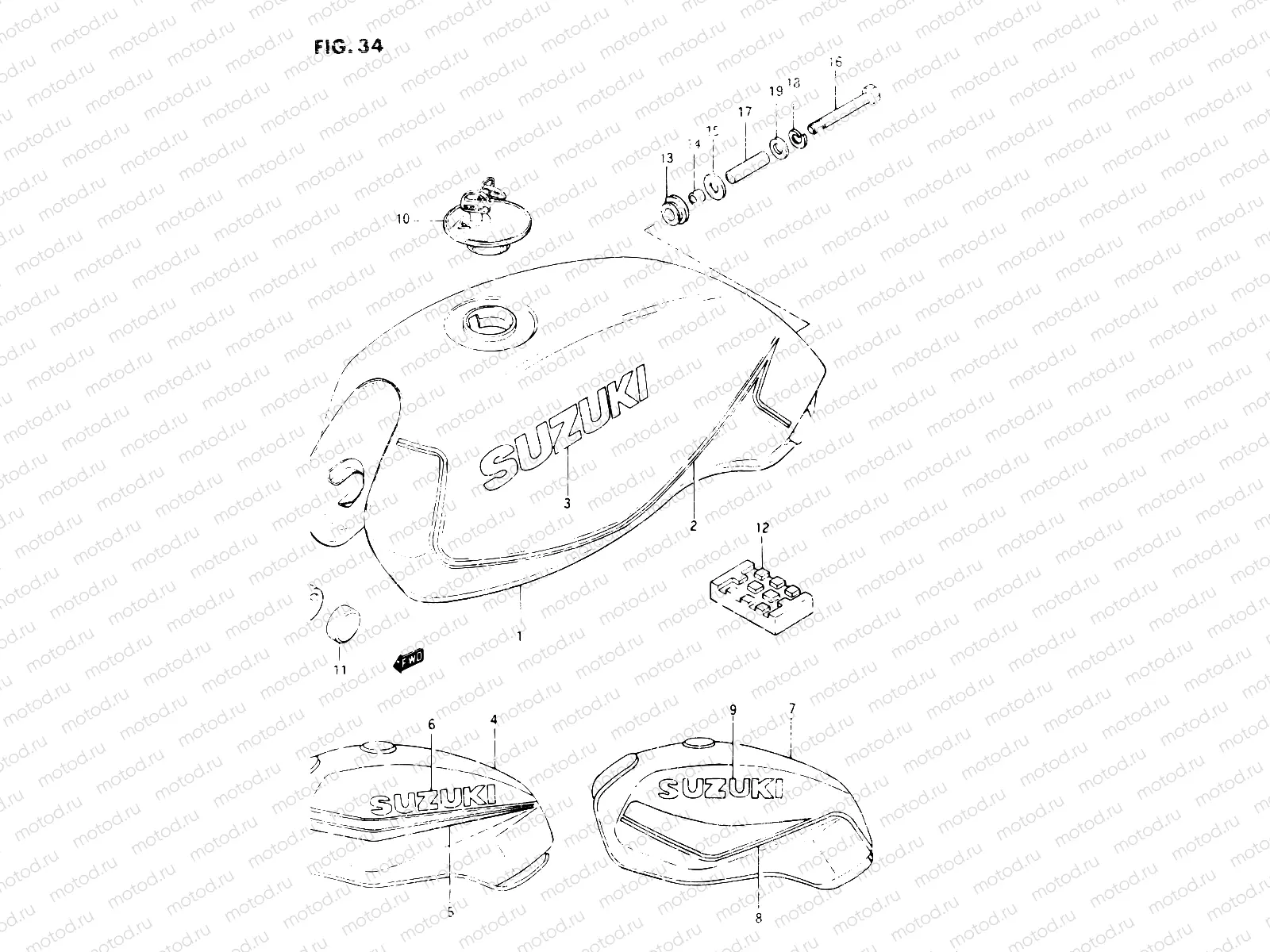 34 - FUEL TANK (GSX400SE/SF/SG,GSX400EF E17)