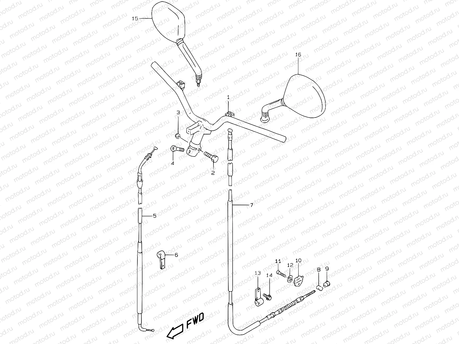 34 - HANDLEBAR (MODEL V/W  AND MODEL AY50 X/Y/K1)