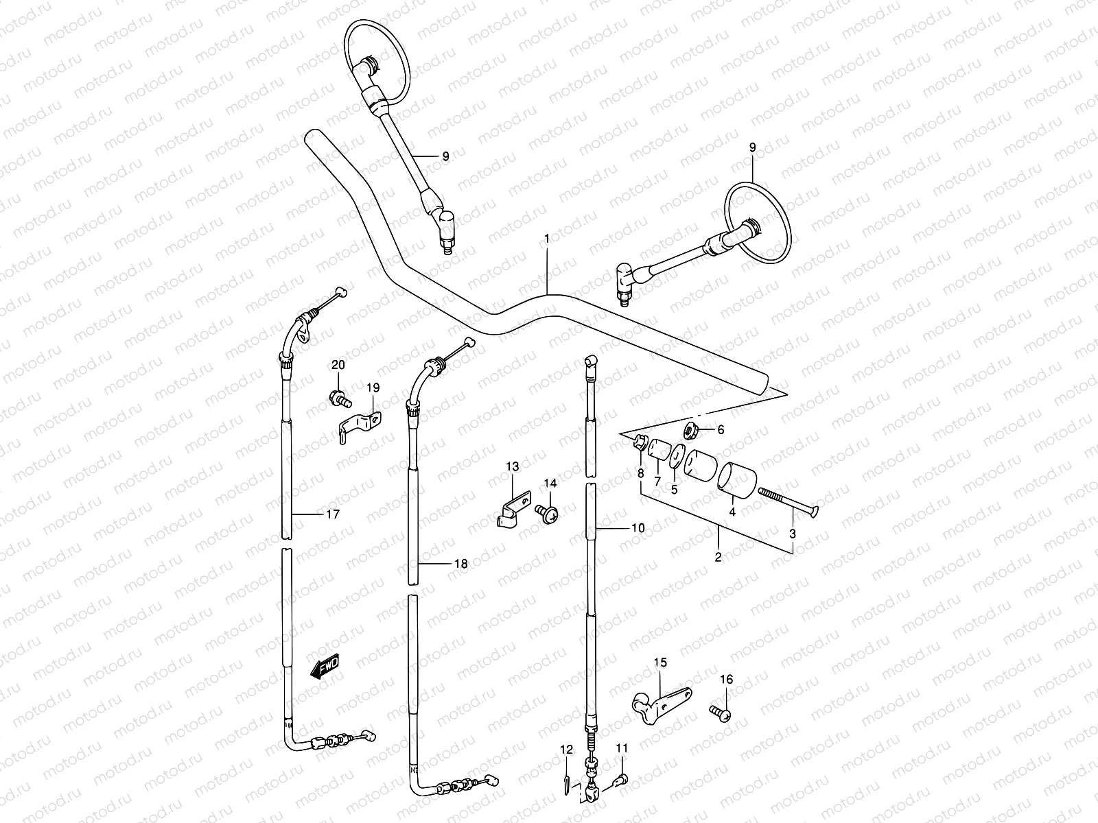 34 - HANDLEBAR (MODEL V/W/X)