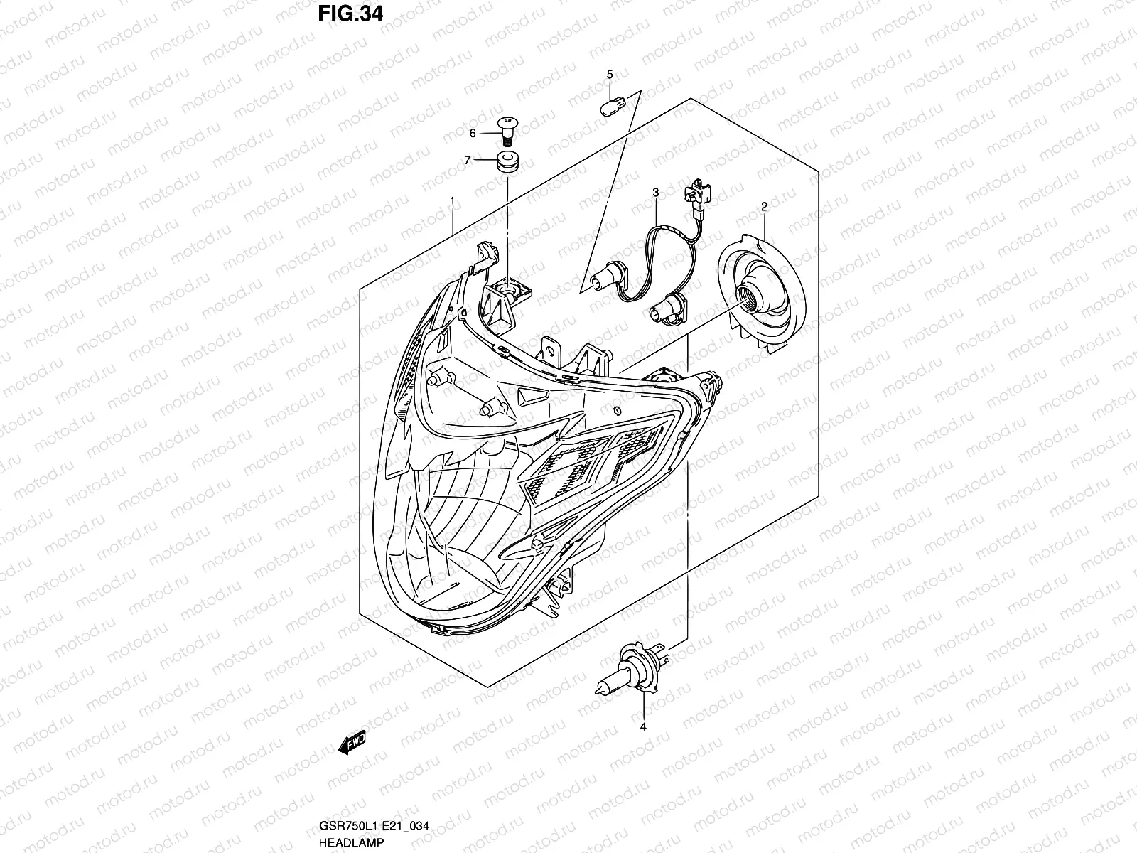 34 - HEADLAMP (GSR750L1 E21)