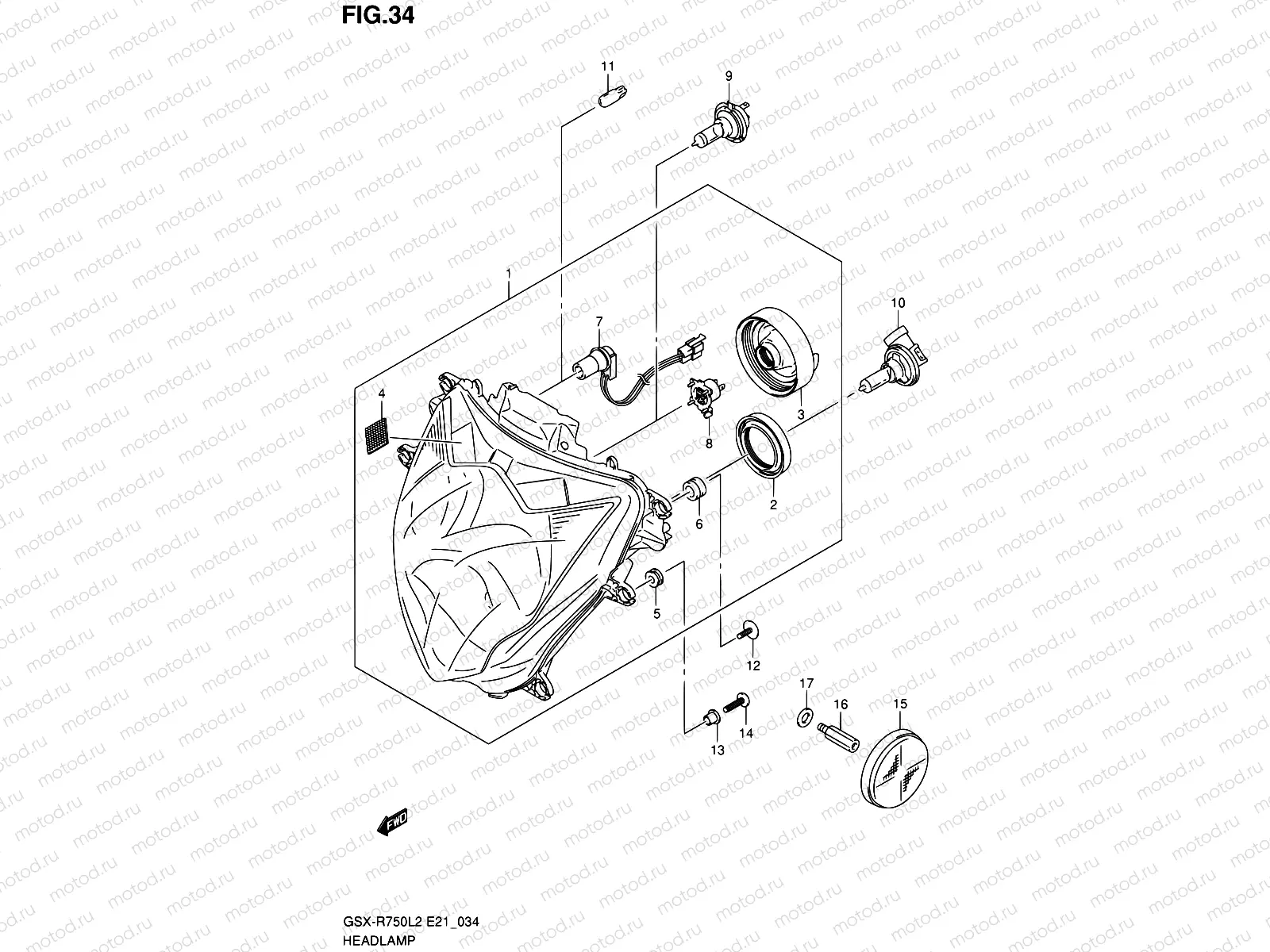 34 - HEADLAMP (GSX-R750L2 E24)