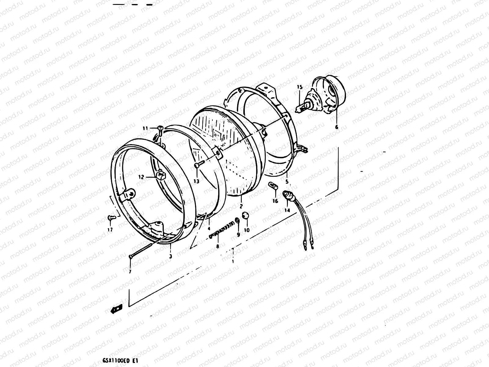 34 - HEADLAMP (GSX1100Z/EZ/D/ED/XD/EXD)