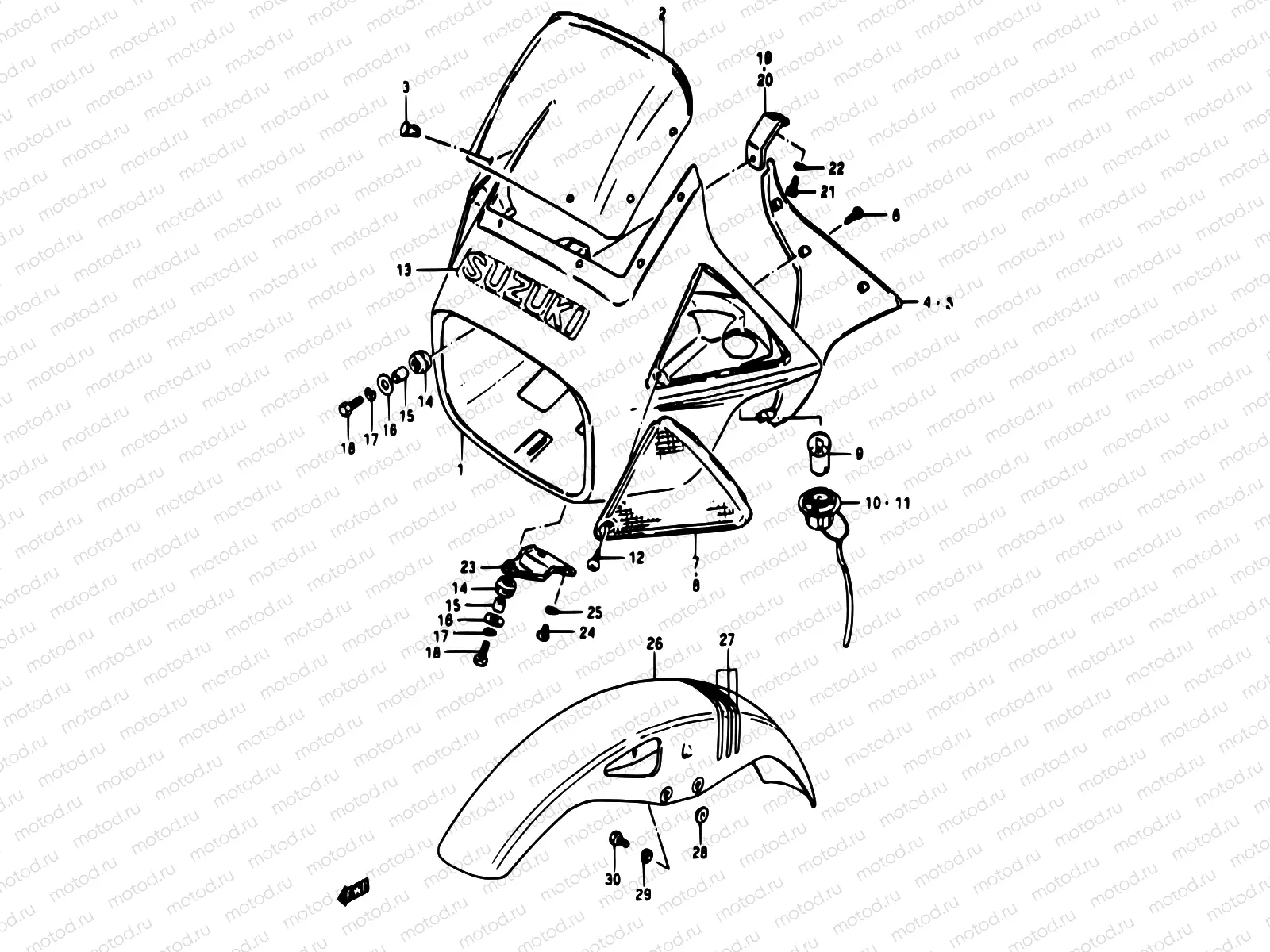 34 - HEADLAMP HOUSING - FRONT FENDER (MODEL D)