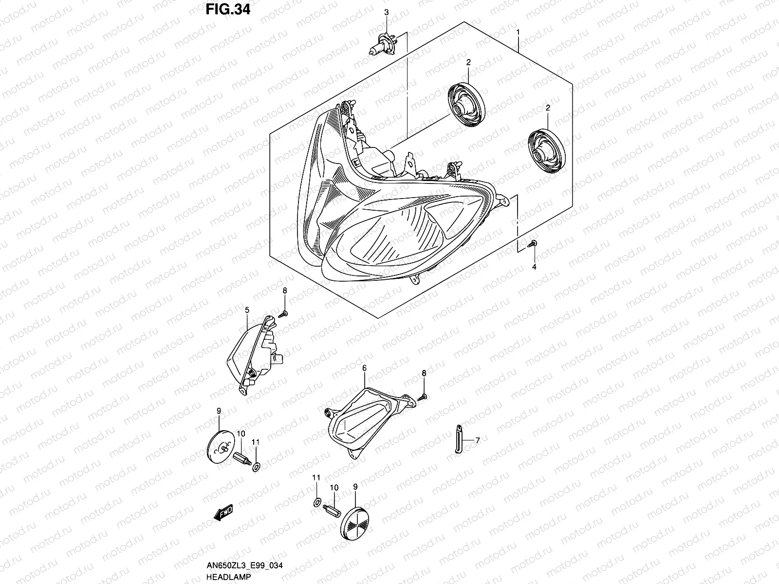 34 - HEADLAMP (W/REFLECTOR)
