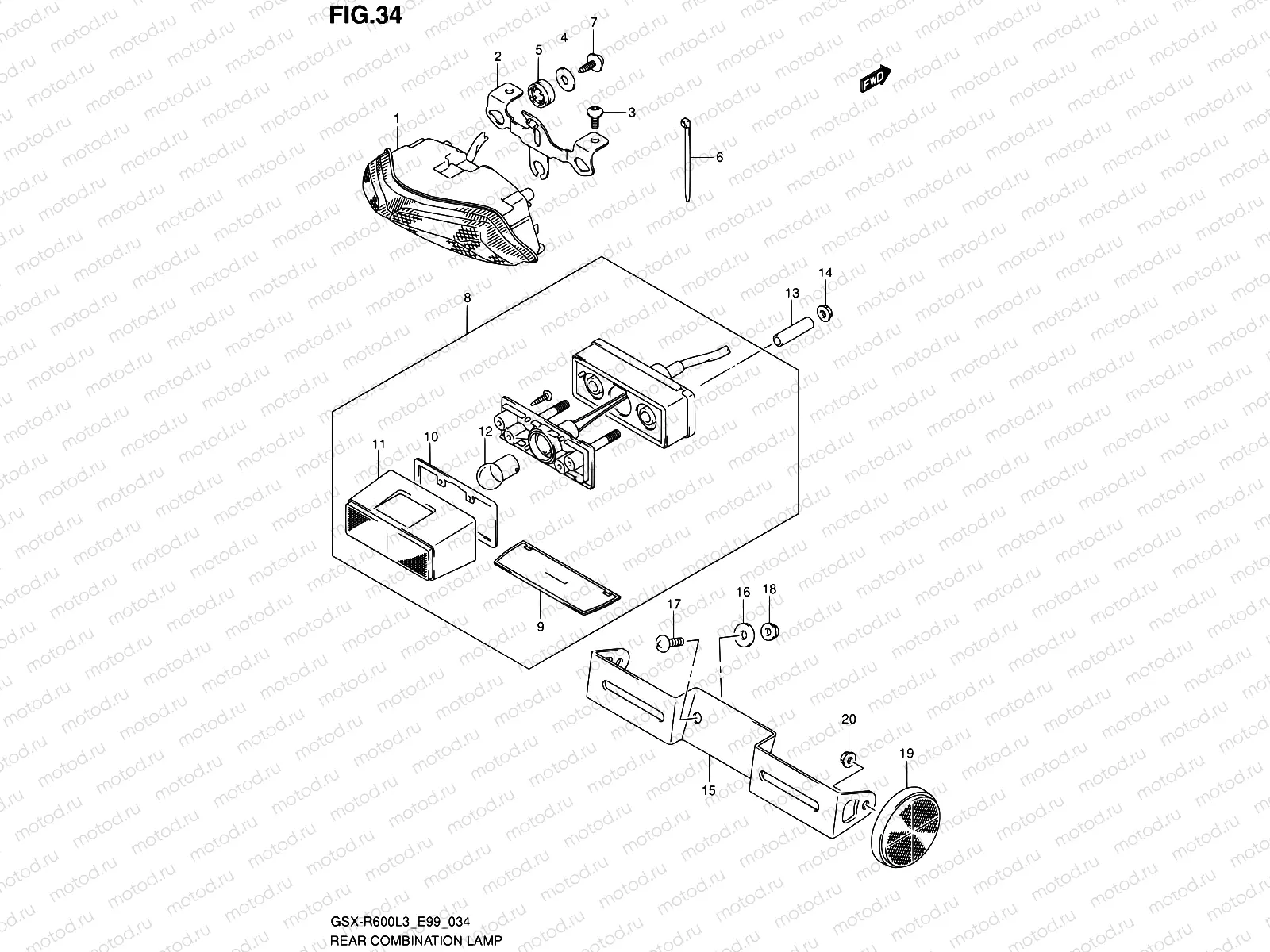34 - REAR COMBINATION LAMP (WITH REFLECTOR)
