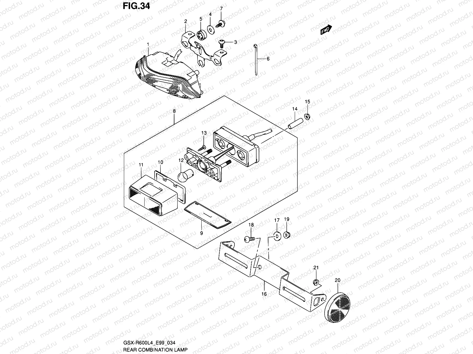 34 - REAR COMBINATION LAMP (WITH REFLECTOR)
