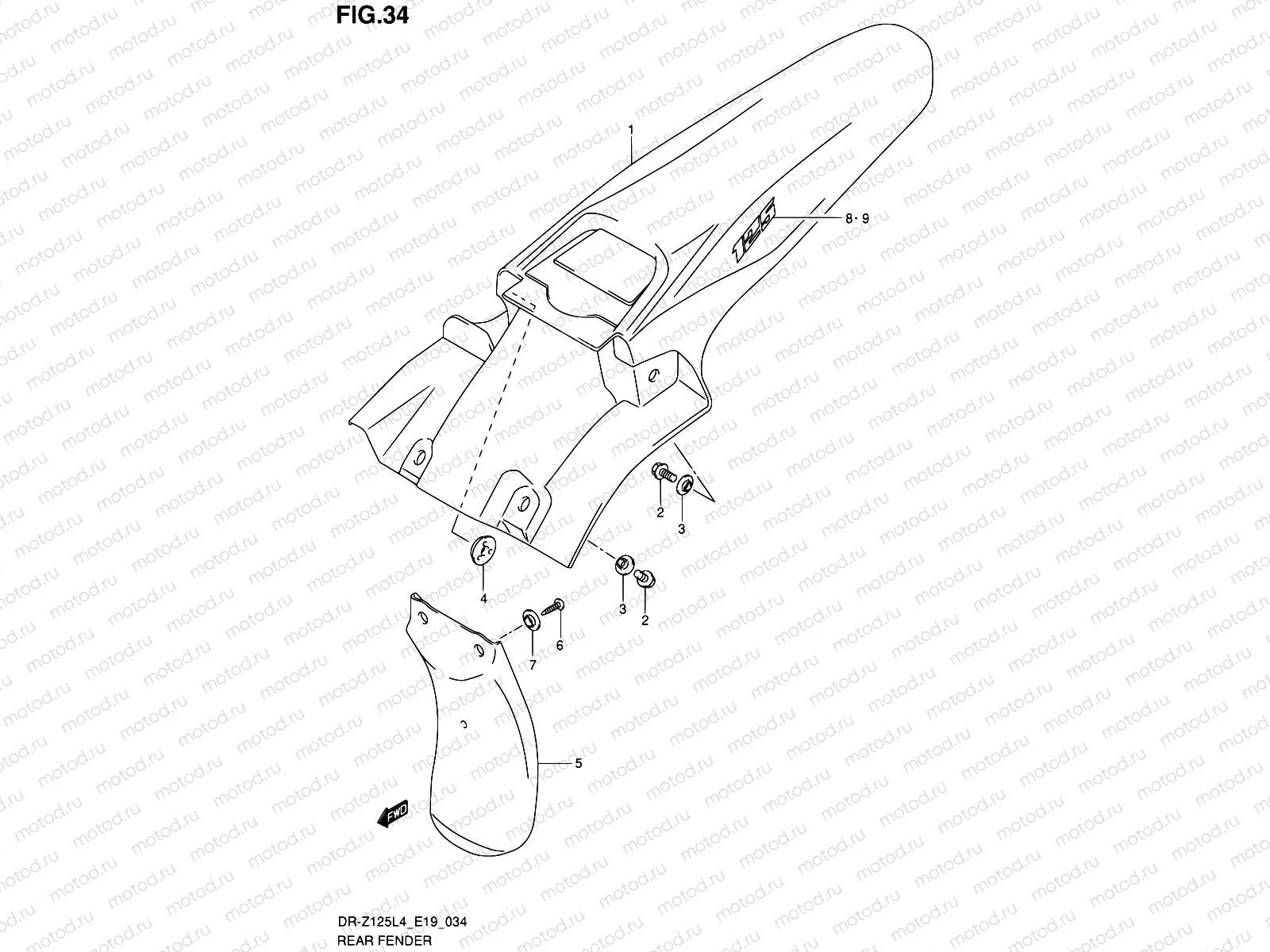 34 - REAR FENDER (DR-Z125L4 E19)