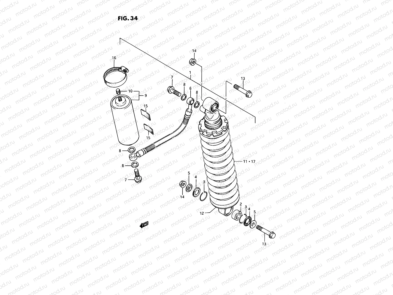 34 - REAR SHOCK ABSORBER (MODEL G)