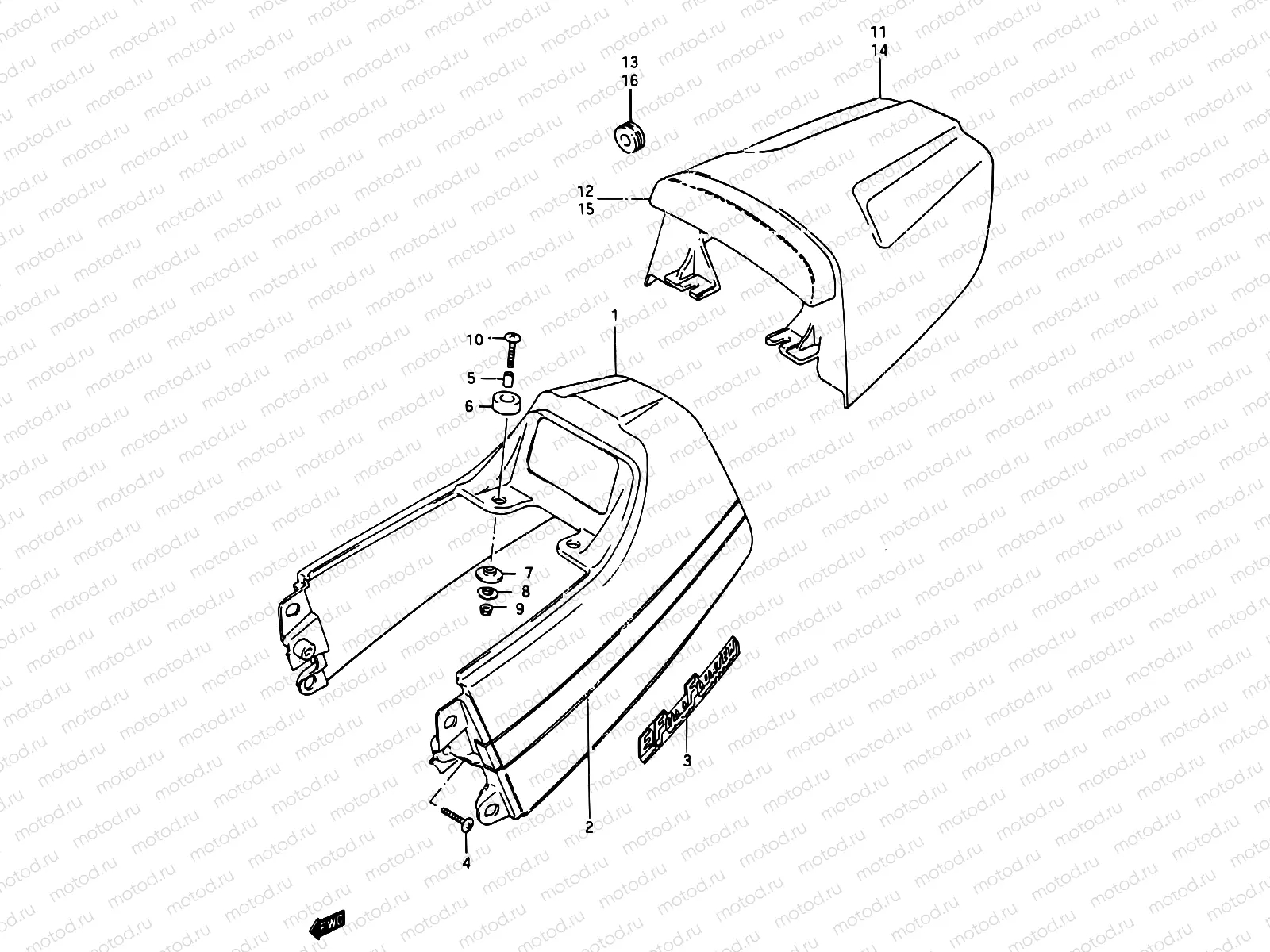 34 - SEAT TAIL COVER (RG250CH/FCH)