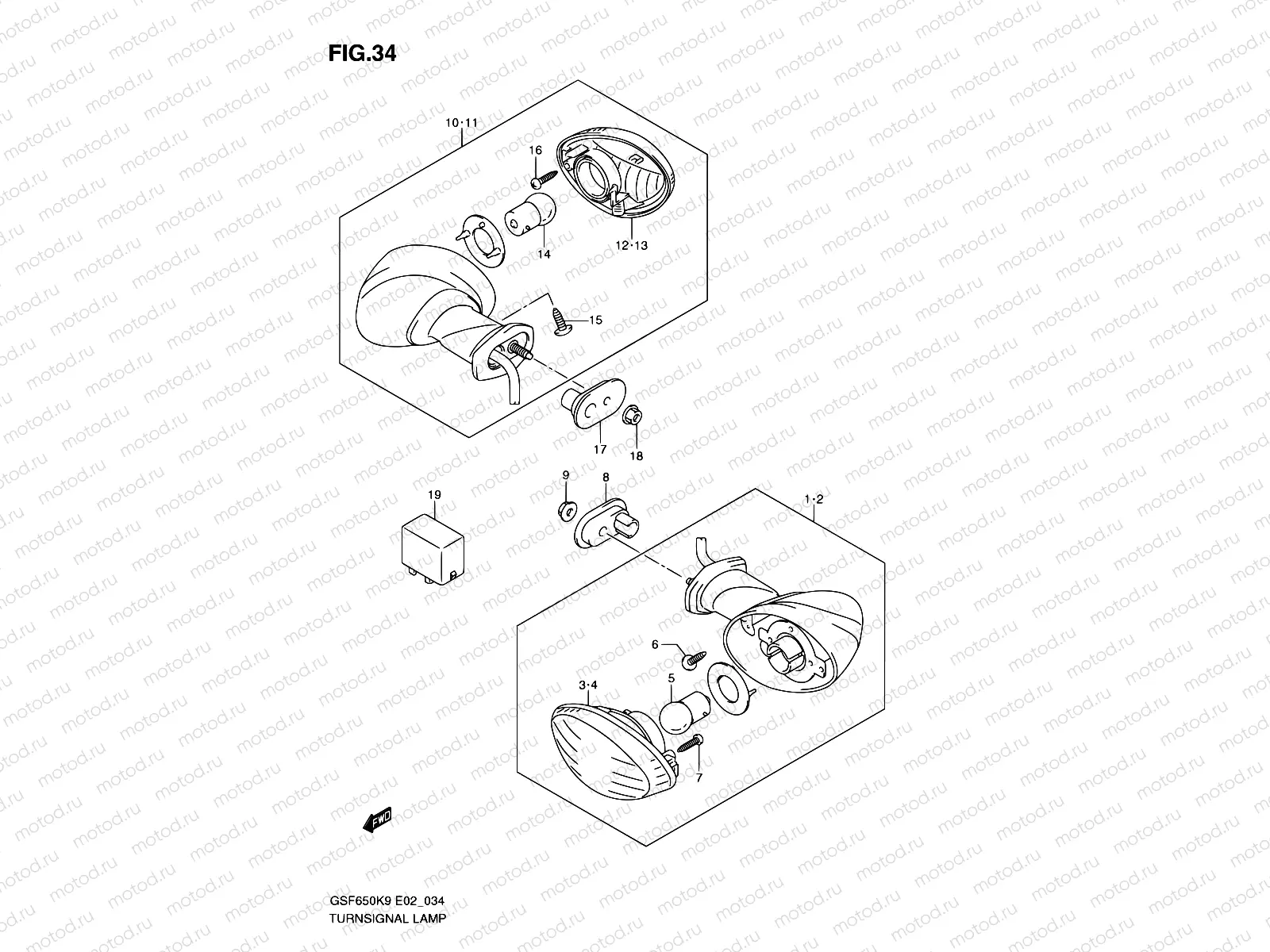 34 - TURNSIGNAL LAMP (GSF650K9/AK9/UK9/UAK9/L0/AL0/UL0/UAL0)