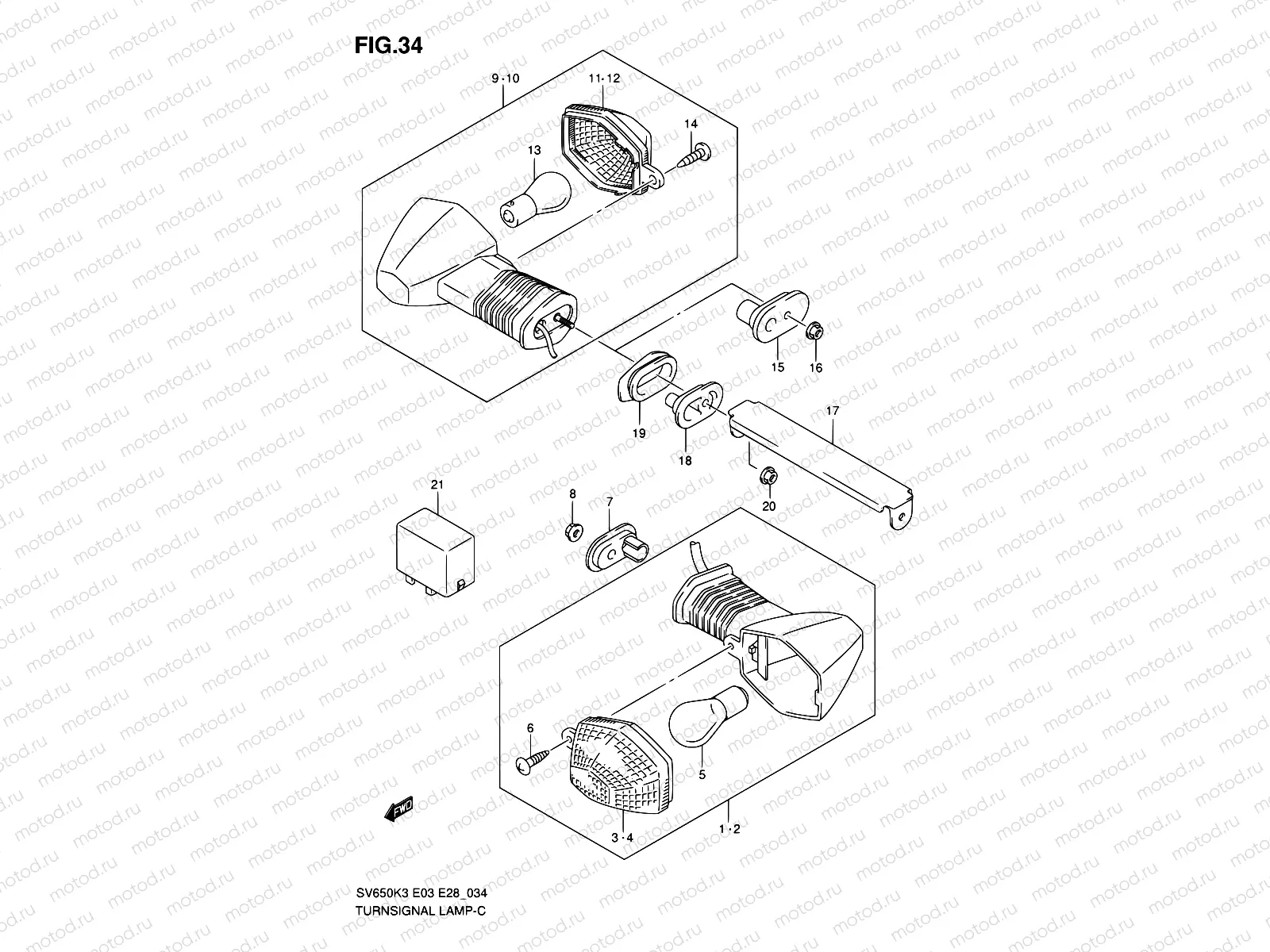 34 - TURNSIGNAL LAMP (SV650SK3/SK4/SK5/SK6/SK7/SAK7)