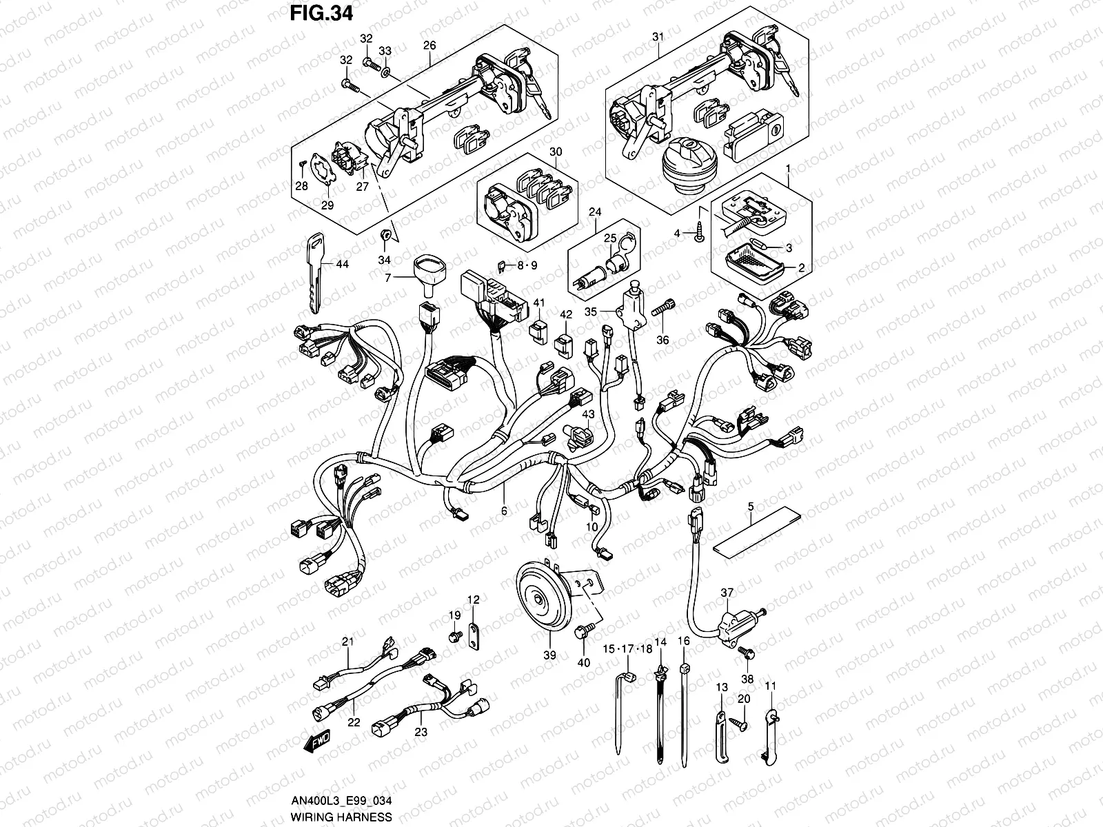 34 - WIRING HARNESS (AN400L3 E99)
