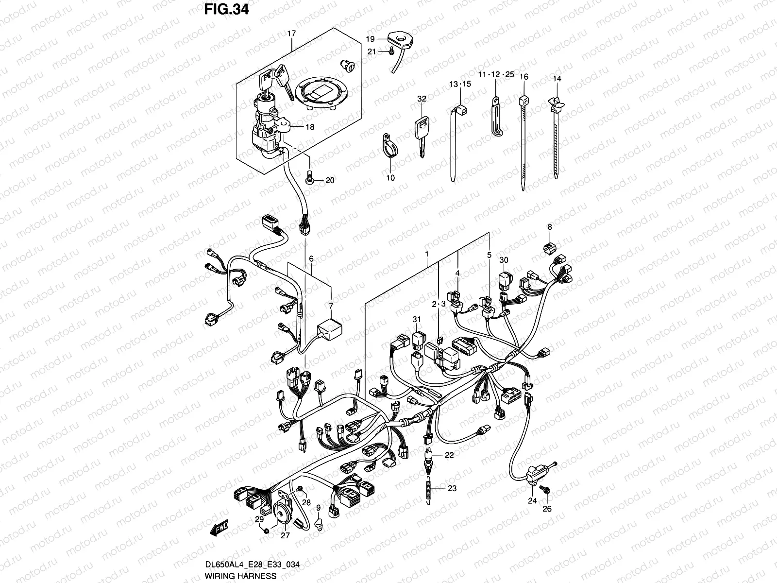 34 - WIRING HARNESS (DL650AL4 E28)