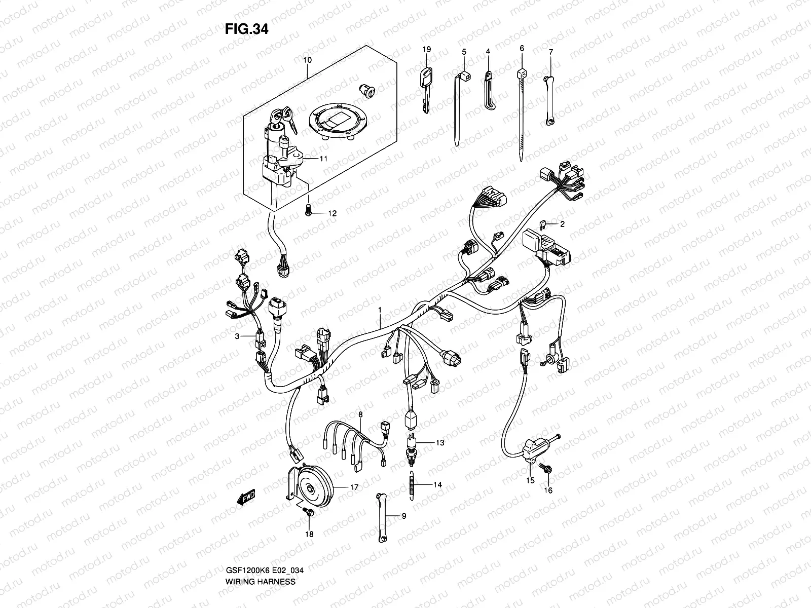 34 - WIRING HARNESS (GSF1200SK6/SAK6)