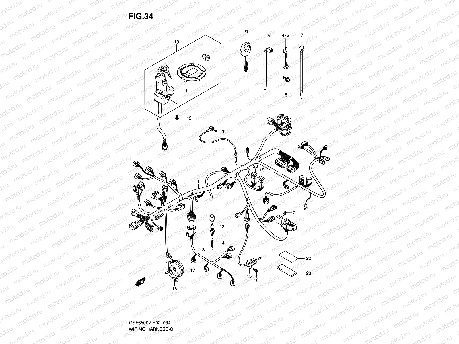 34 - WIRING HARNESS (GSF650K7/K8/UK7/UK8)