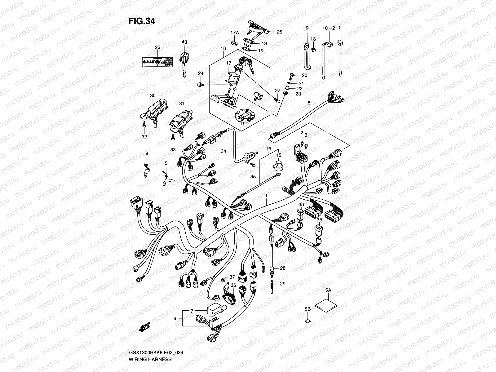 34 - WIRING HARNESS (GSX1300BK/U2/UF)
