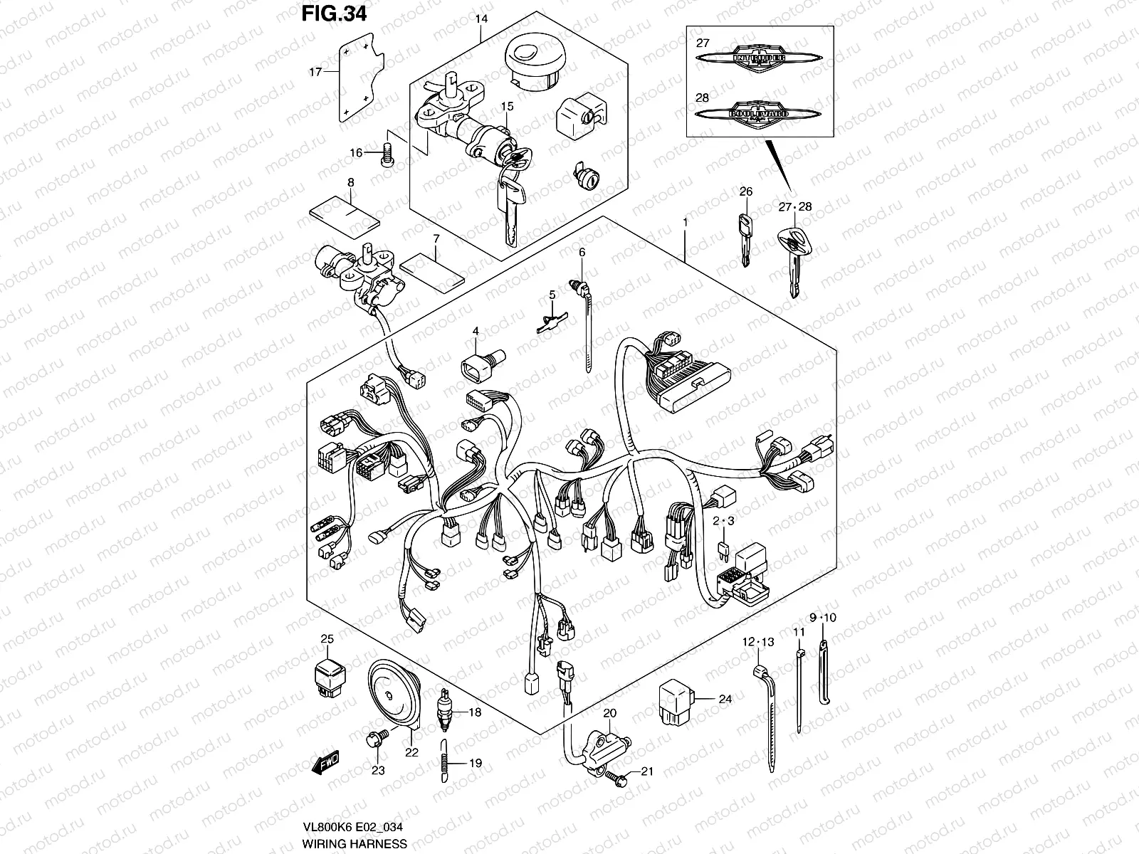 34 - WIRING HARNESS (MODEL K6/K7/K8)